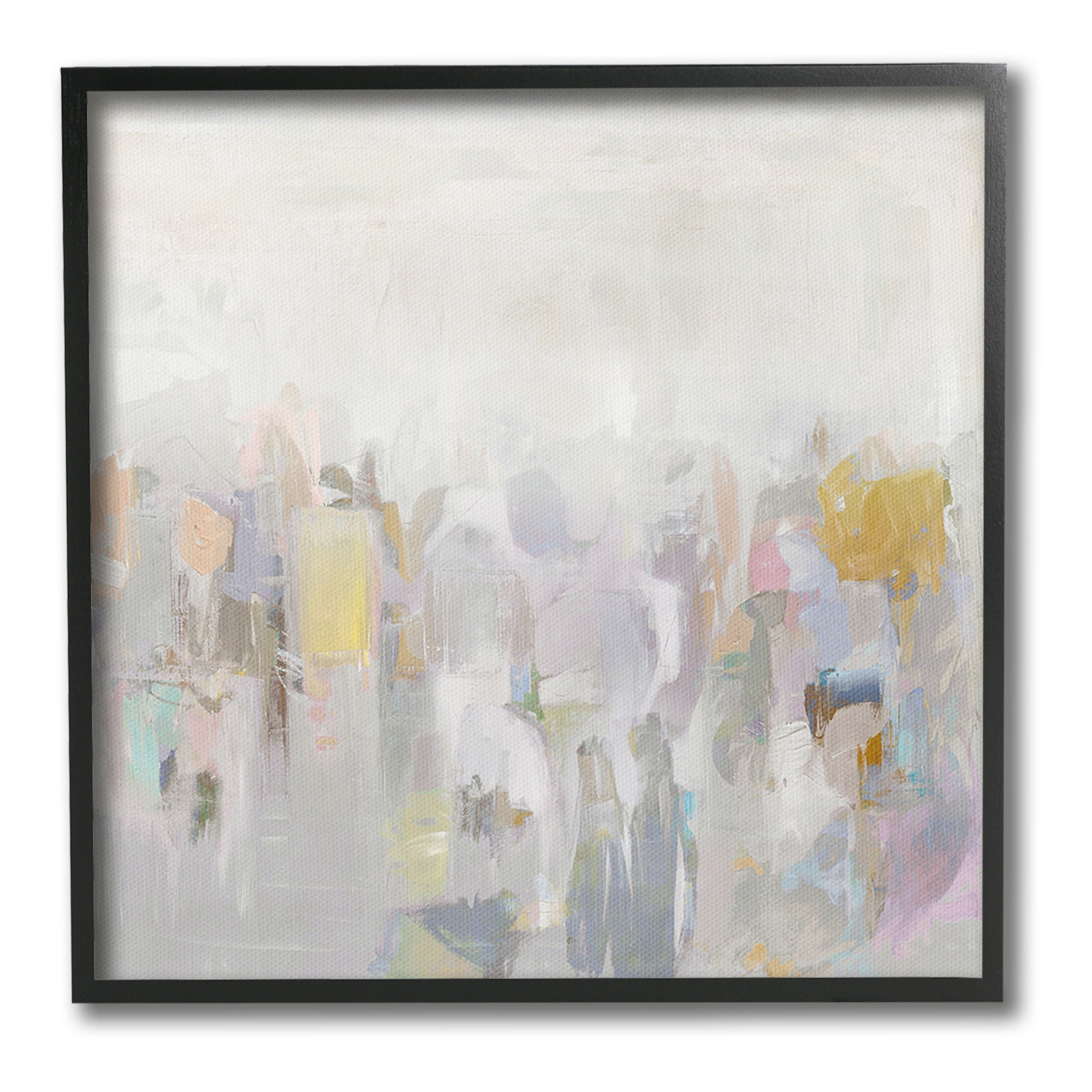 Stupell Industries Soft Grey Horizon Abstract Painting Black Framed Art Print Wall Art, 12 x 12