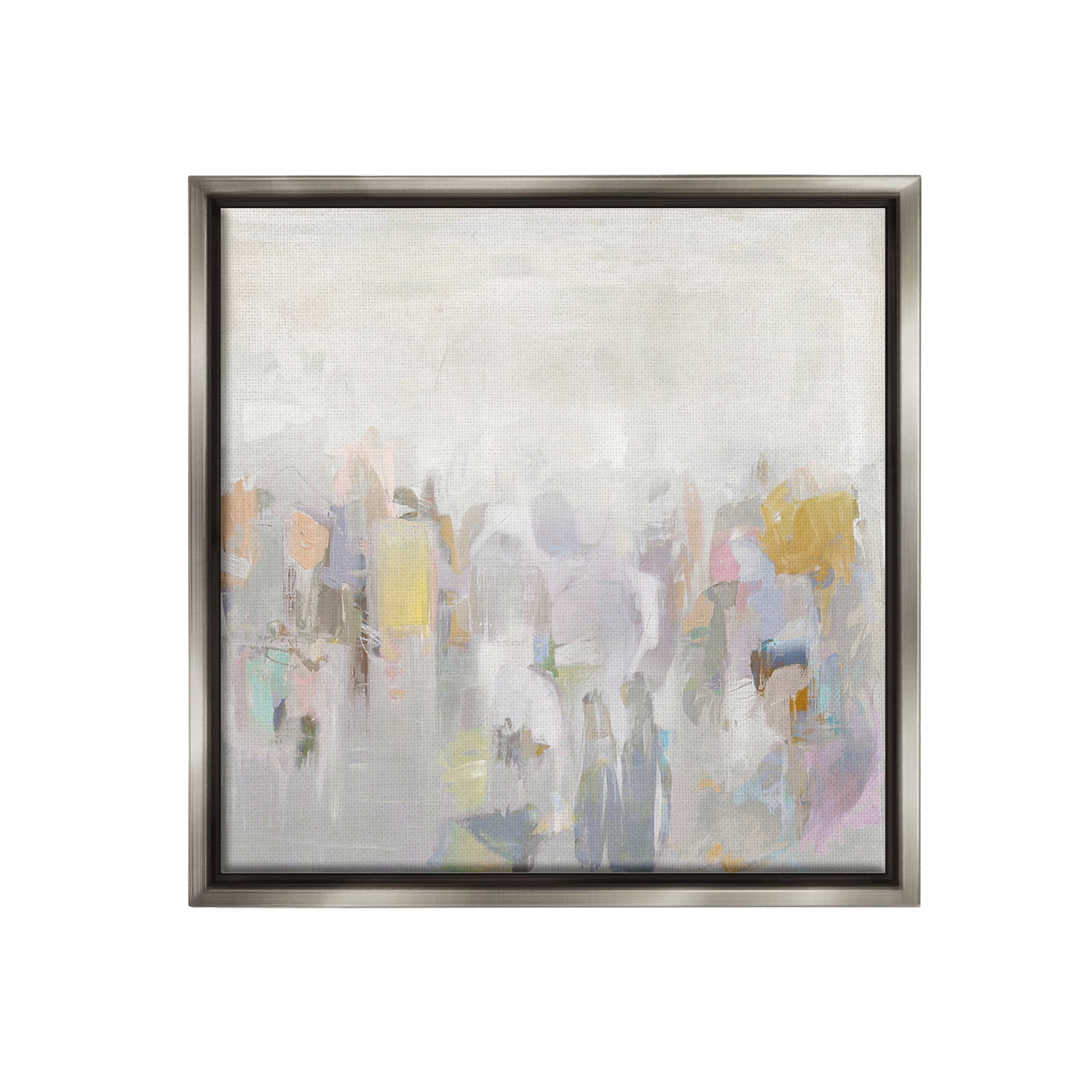 Stupell Industries Soft Grey Horizon Abstract Painting Gray Floater Framed Canvas Art Print Wall Art, 25 x 25