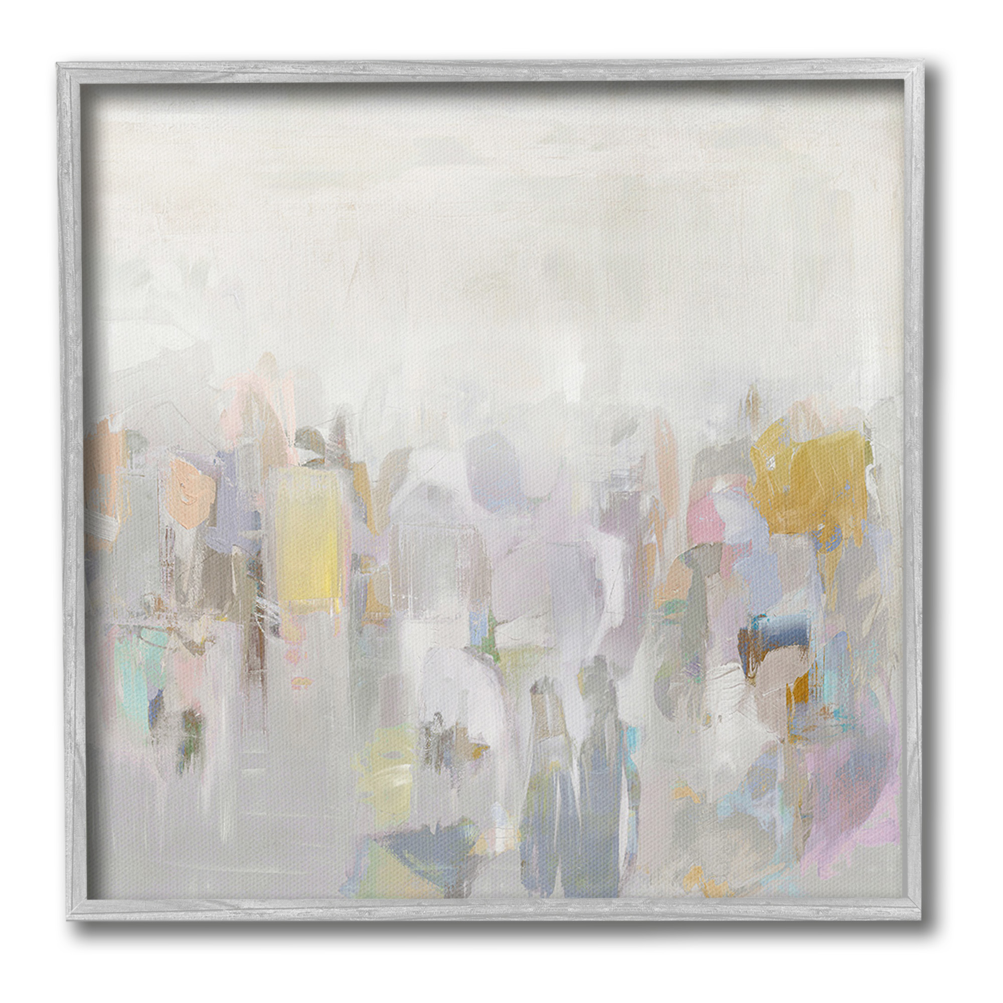 Stupell Industries Soft Grey Horizon Abstract Painting Gray Framed Art Print Wall Art, 12 x 12