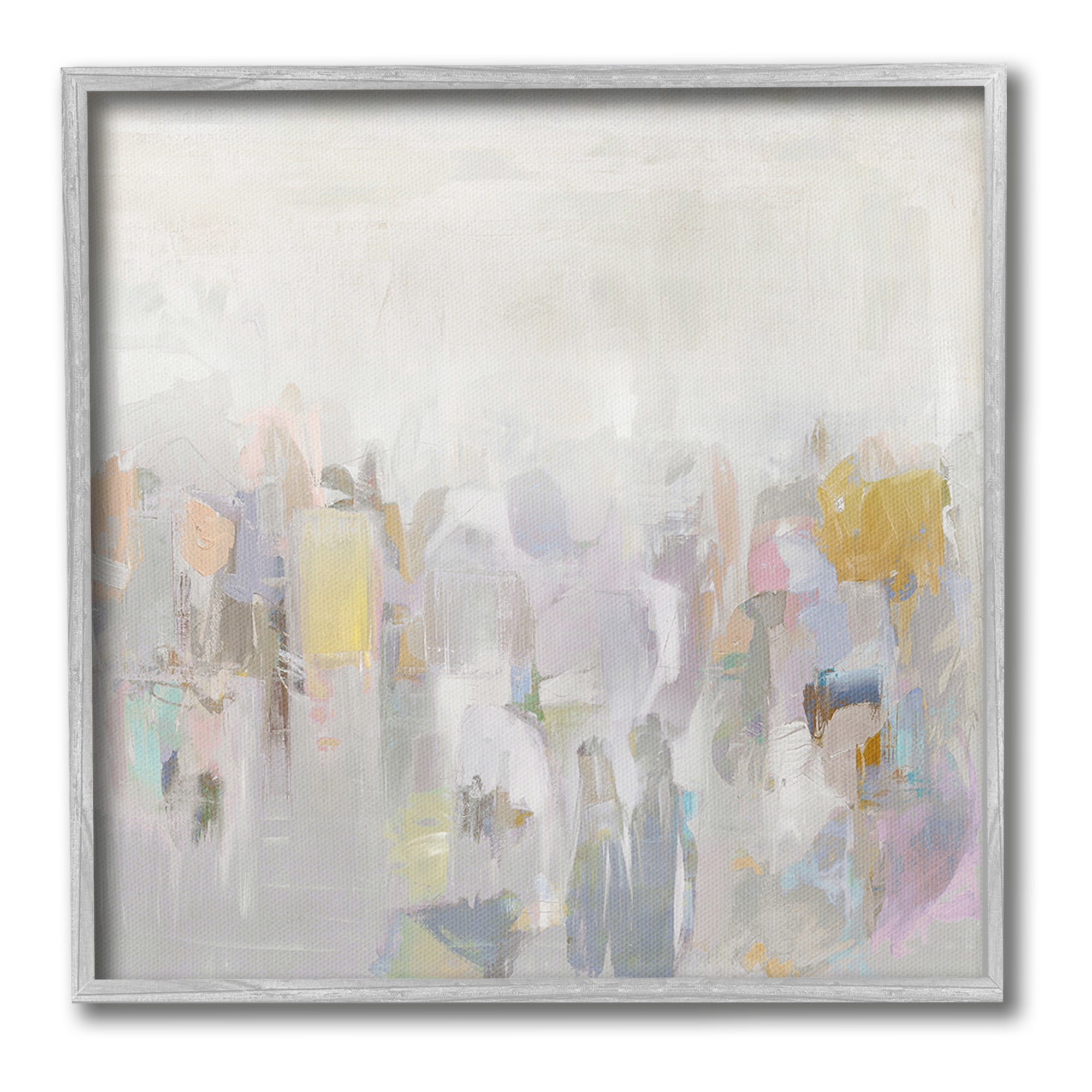Stupell Industries Soft Grey Horizon Abstract Painting Gray Framed Art Print Wall Art, 17 x 17