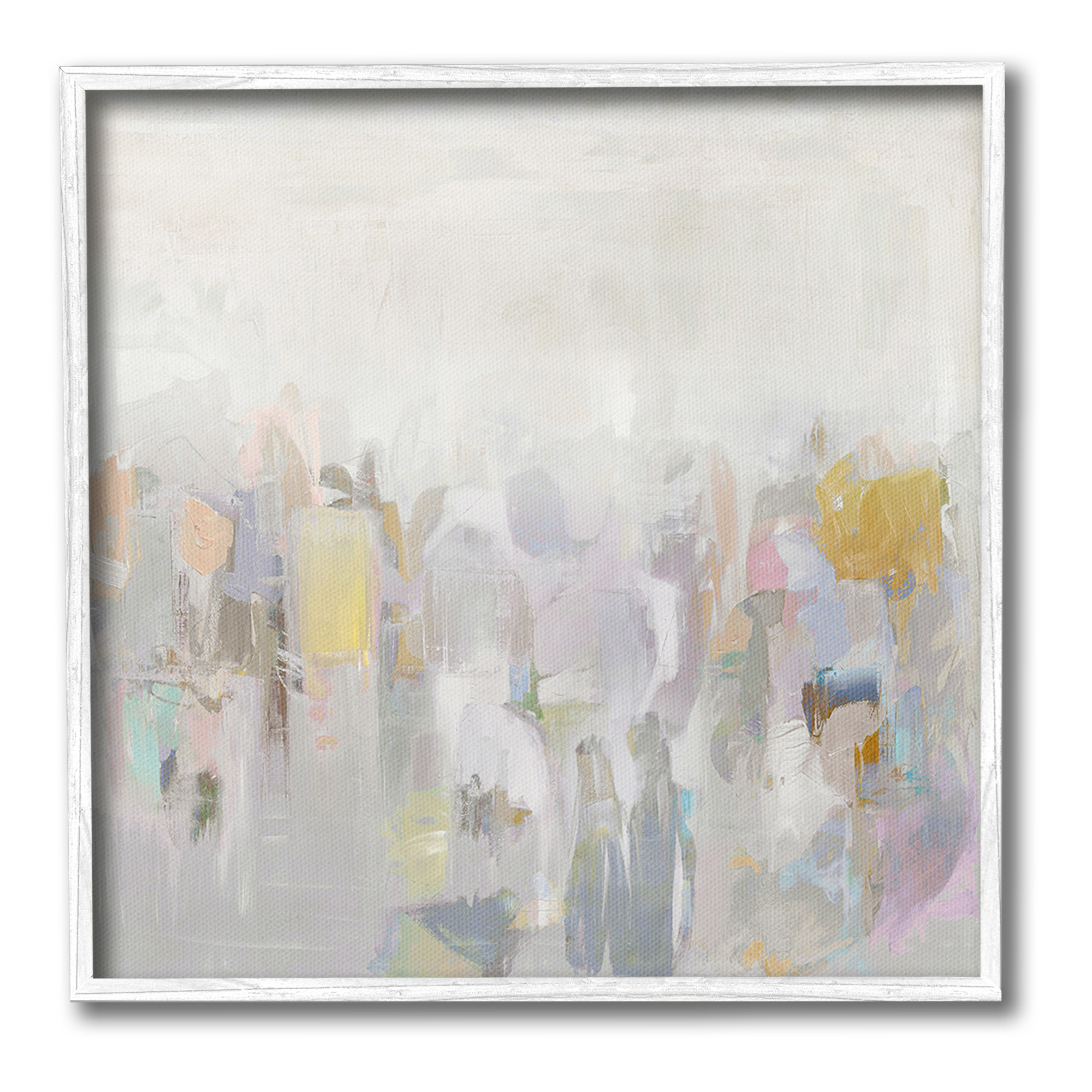 Stupell Industries Soft Grey Horizon Abstract Painting White Framed Art Print Wall Art, 17 x 17