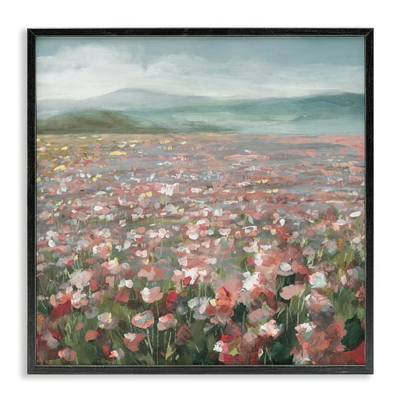 Stupell Industries Soft Headland Wildflowers Landscape Painting Black Framed Art Print Wall Art, 12 x 12