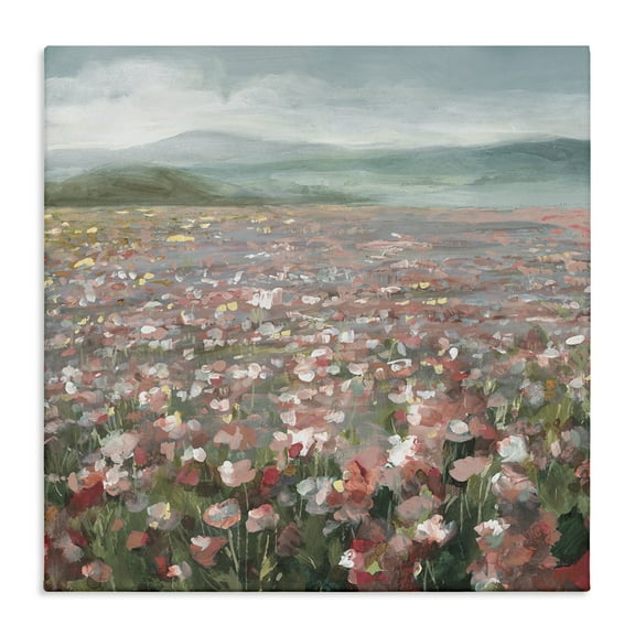 Stupell Industries Soft Headland Wildflowers Landscape Painting Gallery Wrapped Canvas Art Print Wall Art, 17 x 17