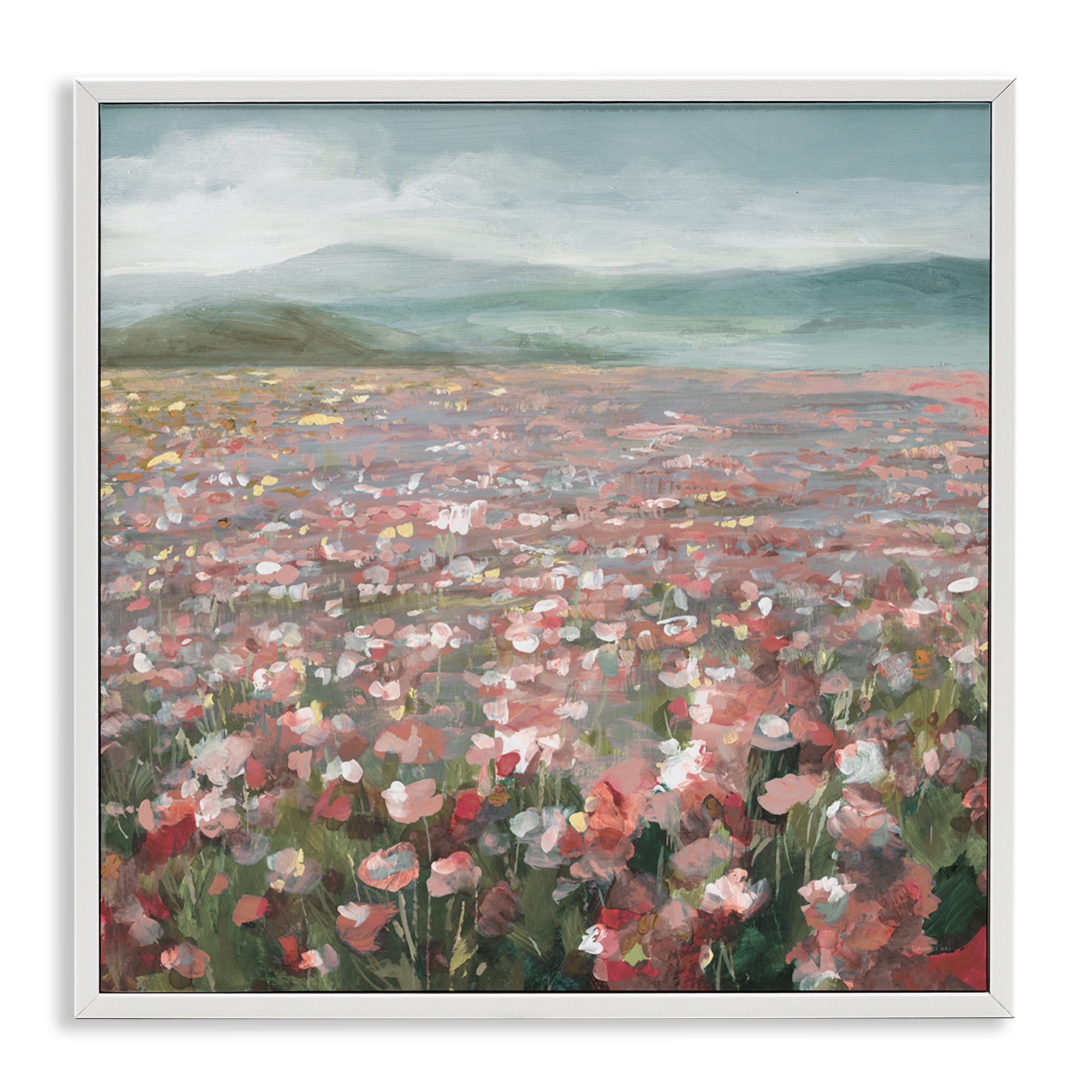 Stupell Industries Soft Headland Wildflowers Landscape Painting White Framed Art Print Wall Art, 12 x 12