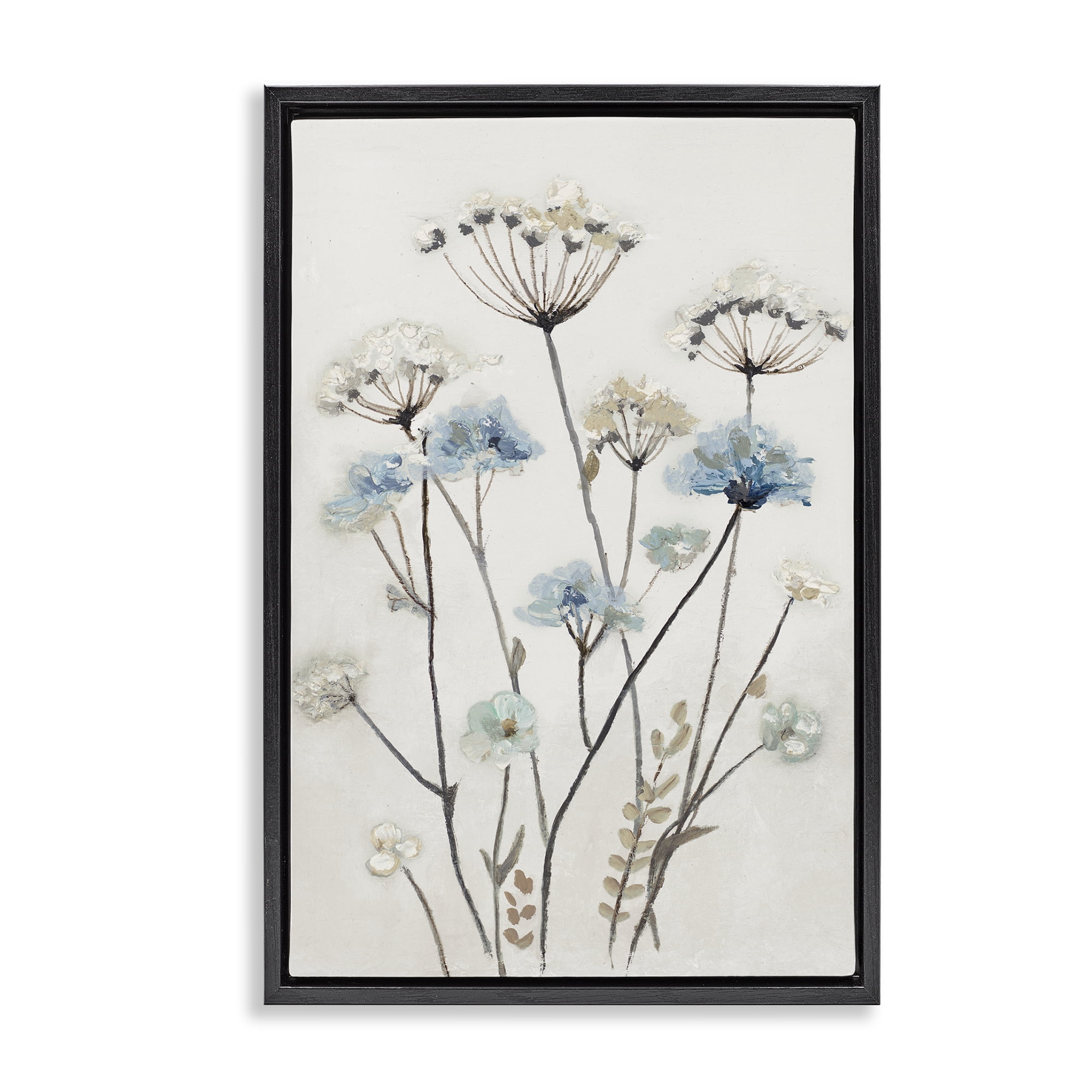 Stupell Industries Soft Jardin Azul Black Framed Floater Canvas Wall Art, design by Patricia Pinto
