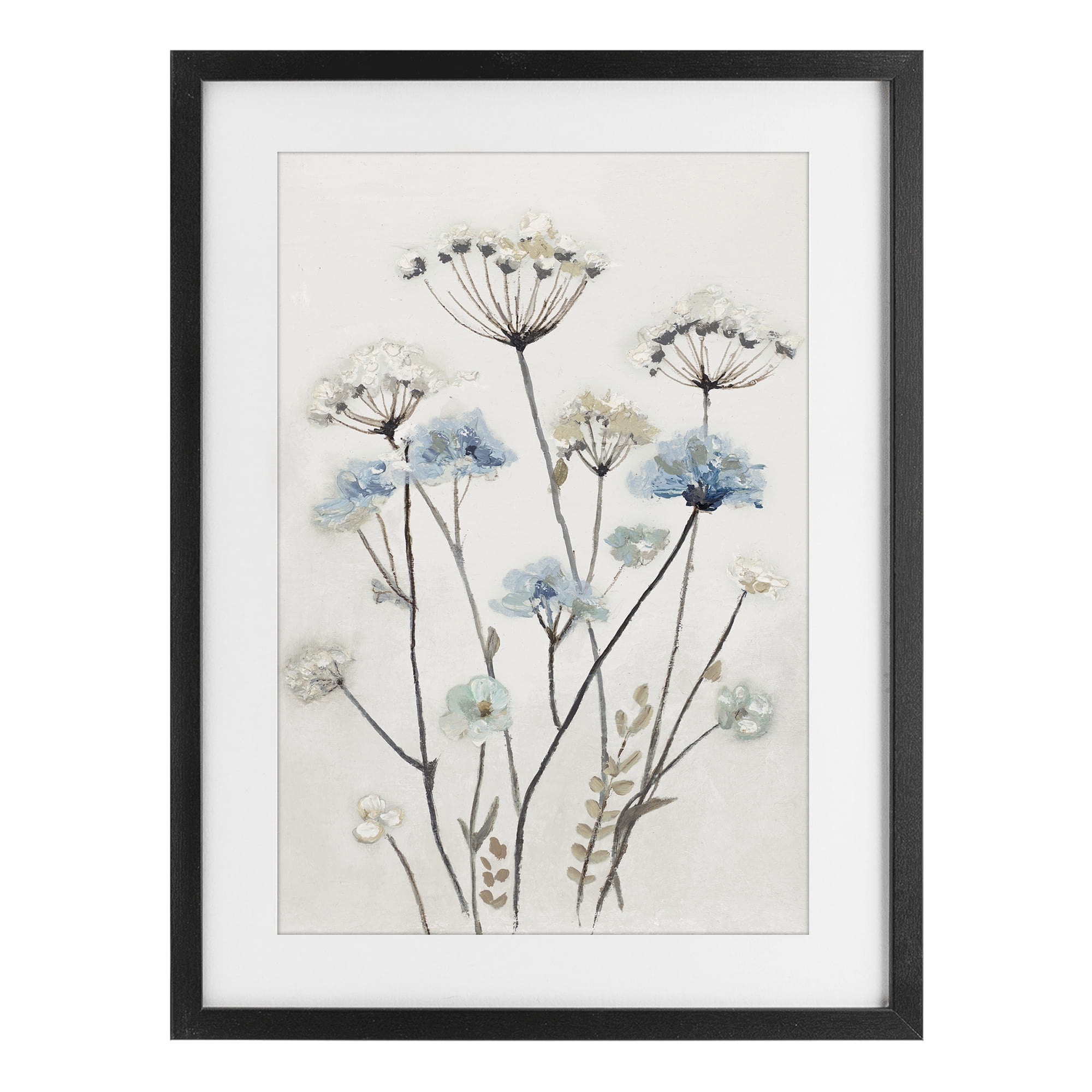 Stupell Industries Soft Jardin Azul Black Framed Print Under Glass, design by Patricia Pinto