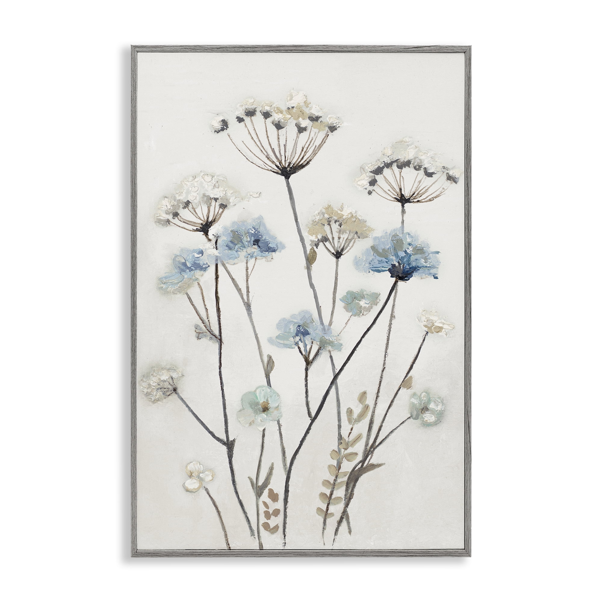 Stupell Industries Soft Jardin Azul Gray Framed Giclee Art, design by Patricia Pinto