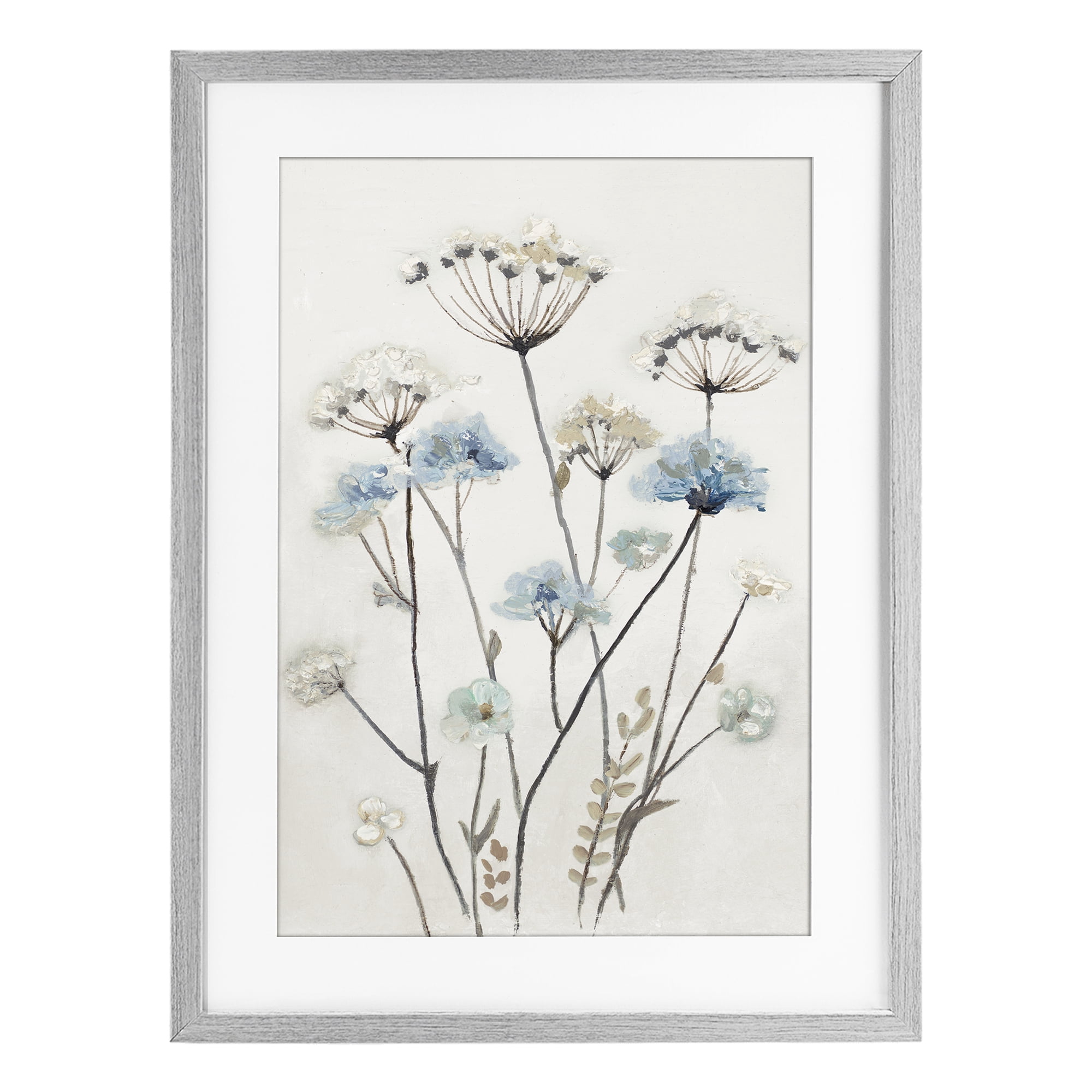 Stupell Industries Soft Jardin Azul Gray Framed Print Under Glass, design by Patricia Pinto
