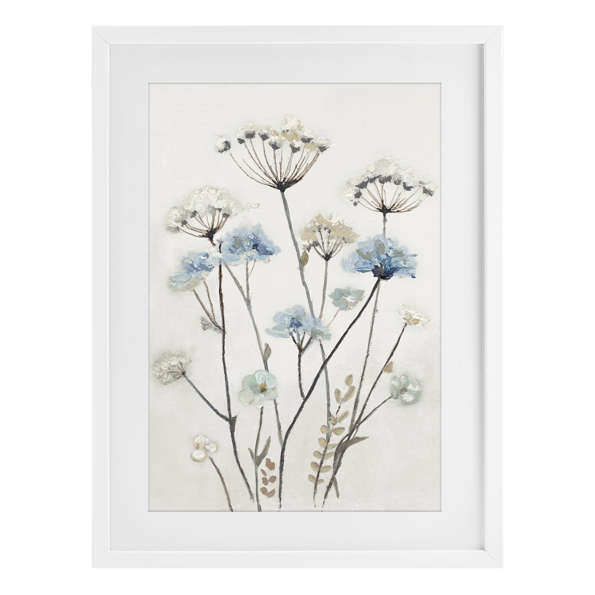 Stupell Industries Soft Jardin Azul White Framed Print Under Glass, design by Patricia Pinto