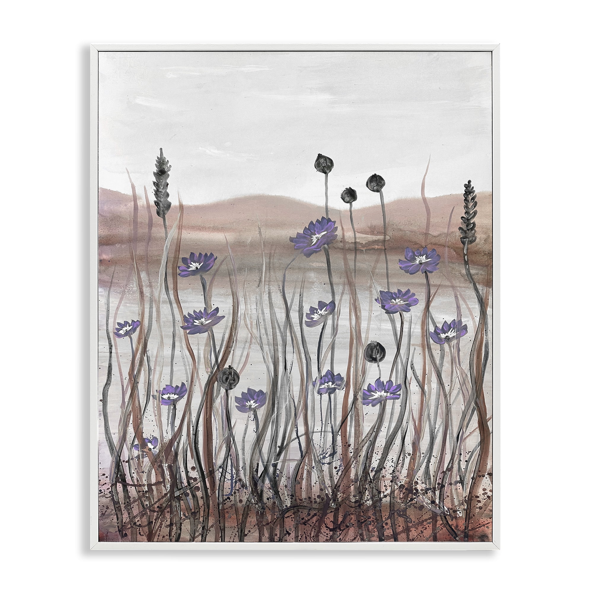 Stupell Industries Soft Lakeside Blooms Landscape Painting White Framed Art Print Wall Art, 11 x 14
