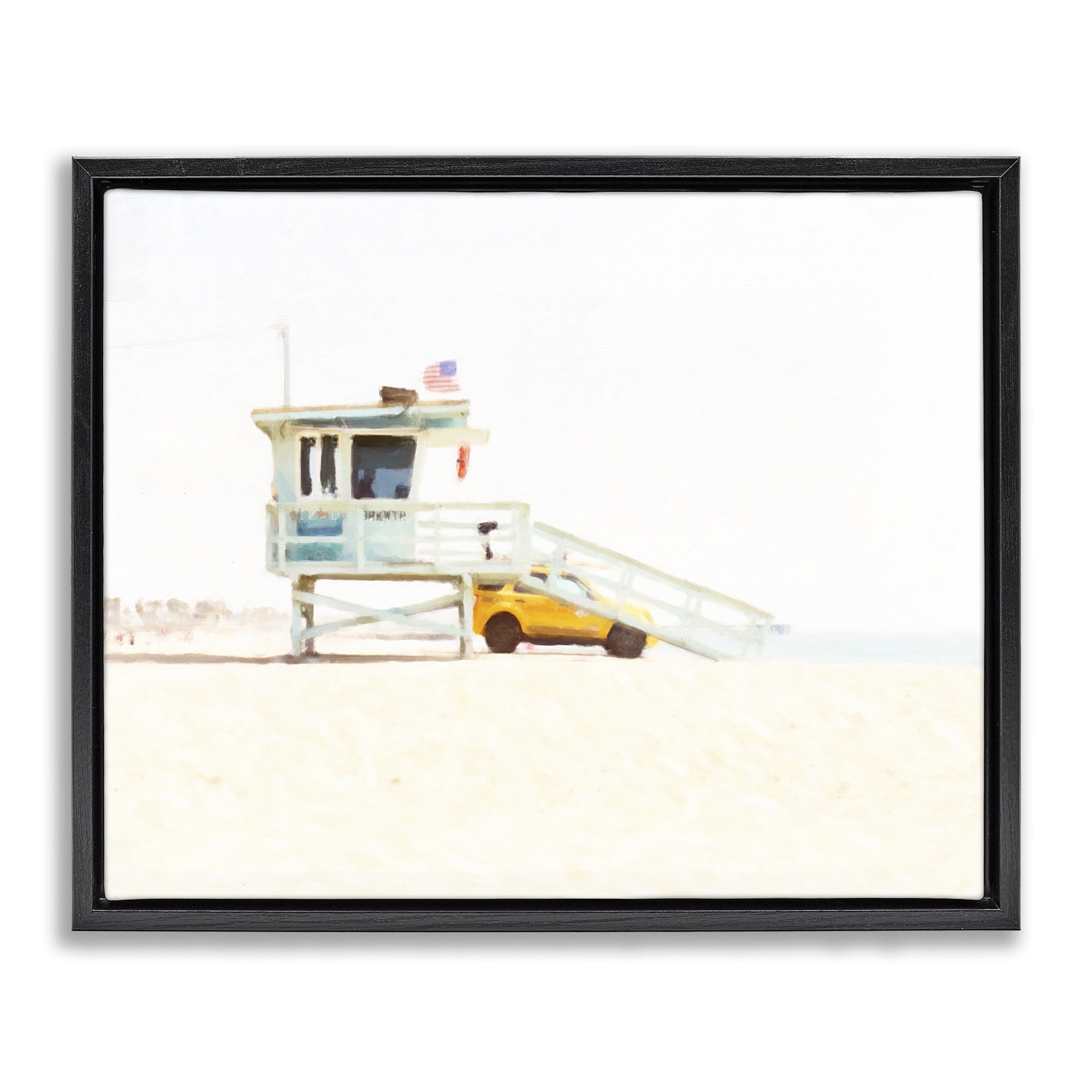 Stupell Industries Soft Light Lifeguard Station Black Framed Floater Canvas Wall Art, design by Kim Curinga