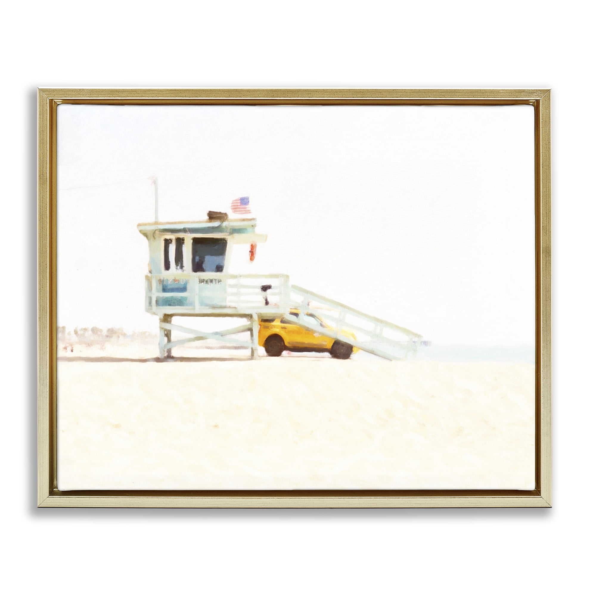 Stupell Industries Soft Light Lifeguard Station Gold Framed Floater Canvas Wall Art, design by Kim Curinga