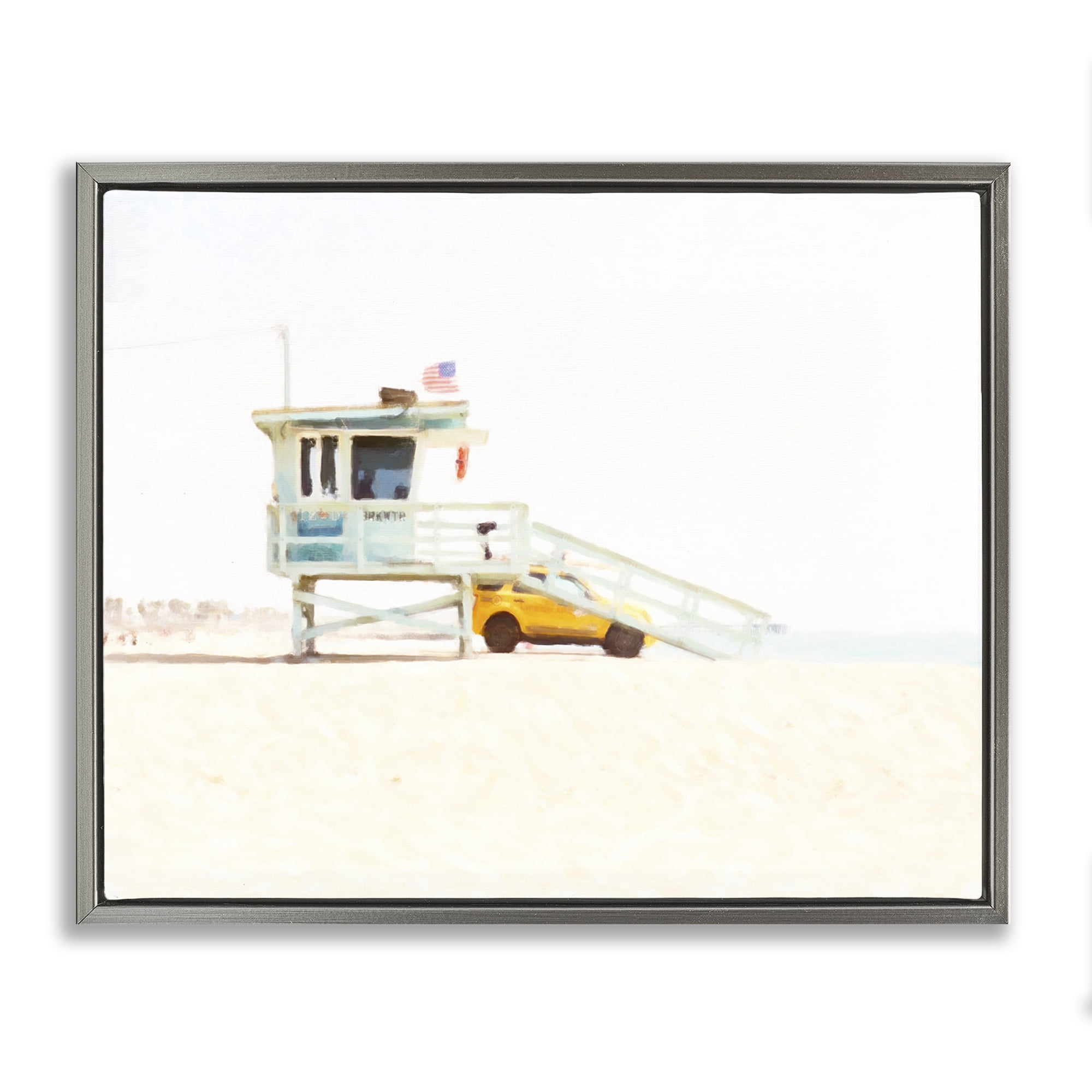 Stupell Industries Soft Light Lifeguard Station Gray Framed Floater Canvas Wall Art, design by Kim Curinga