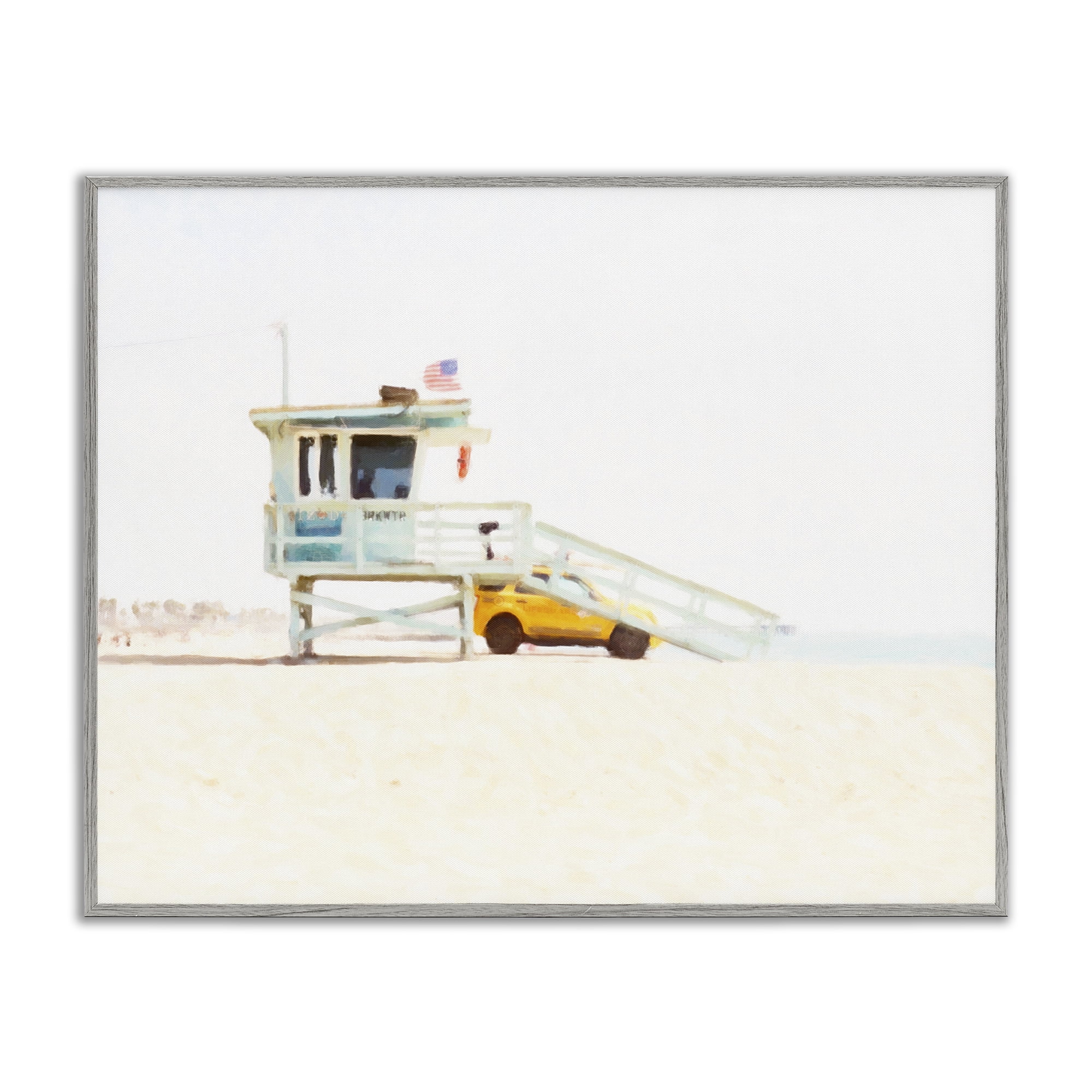 Stupell Industries Soft Light Lifeguard Station Gray Framed Giclee Art, design by Kim Curinga