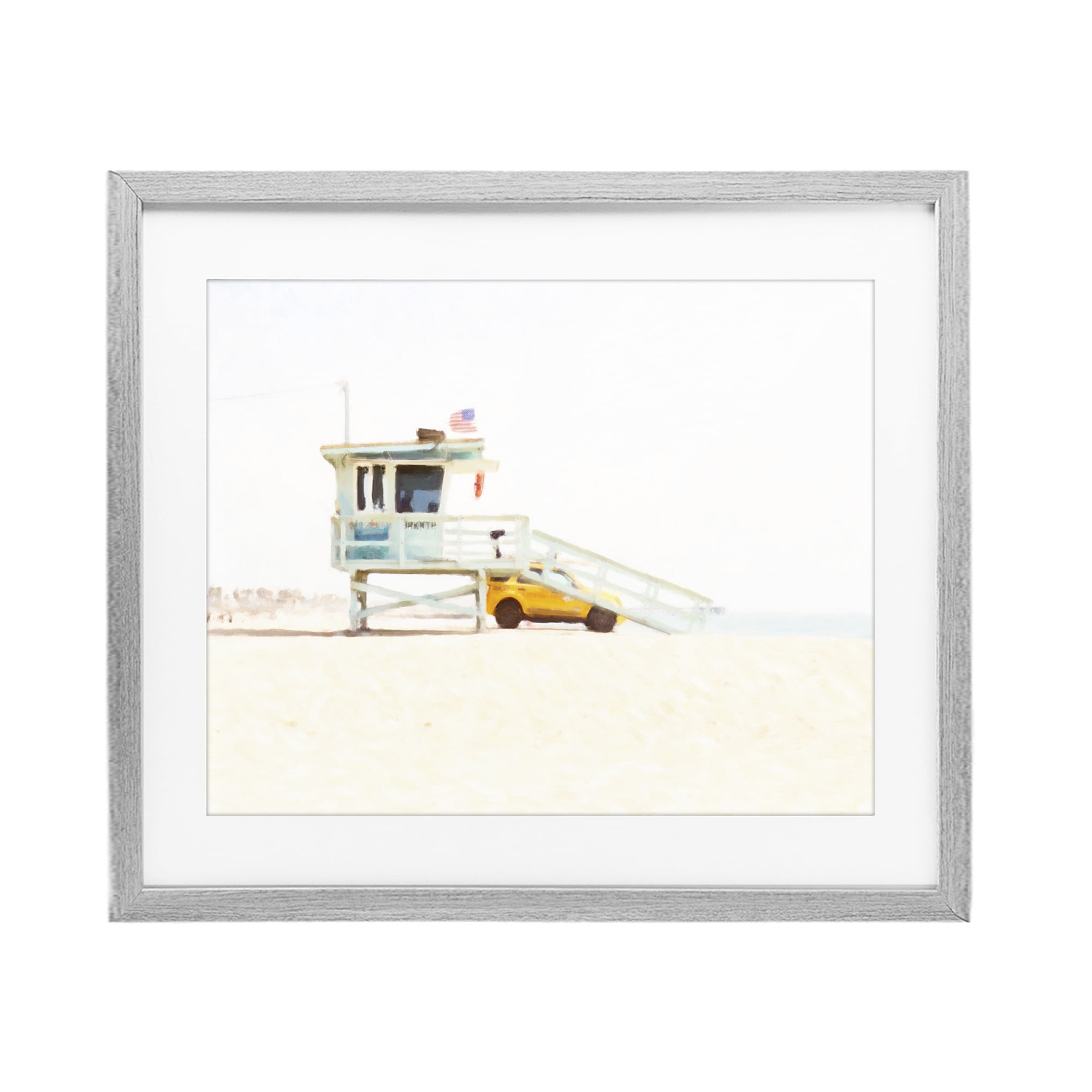 Stupell Industries Soft Light Lifeguard Station Gray Framed Print Under Glass, design by Kim Curinga