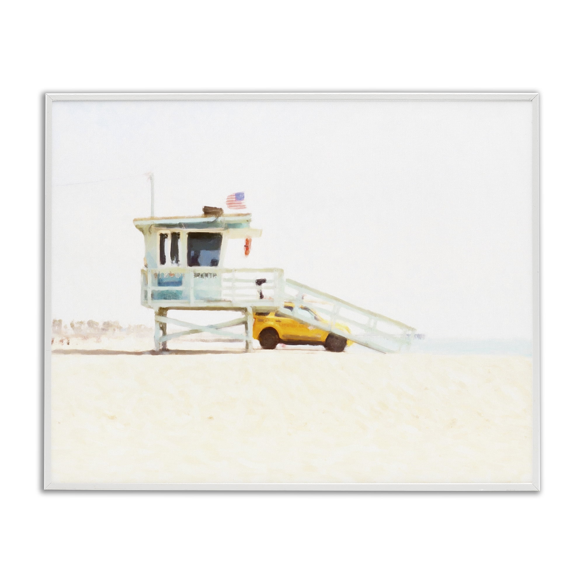 Stupell Industries Soft Light Lifeguard Station White Framed Giclee Art, design by Kim Curinga