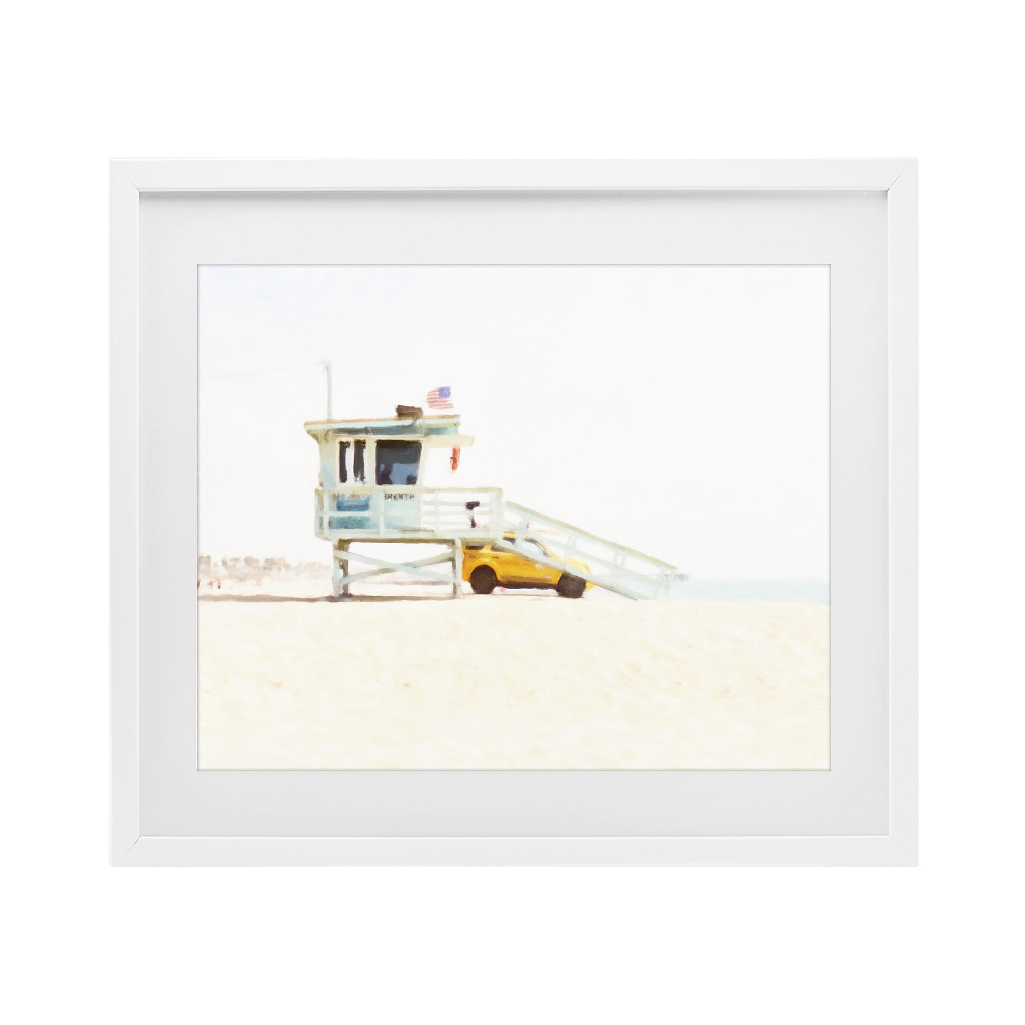 Stupell Industries Soft Light Lifeguard Station White Framed Print Under Glass, design by Kim Curinga