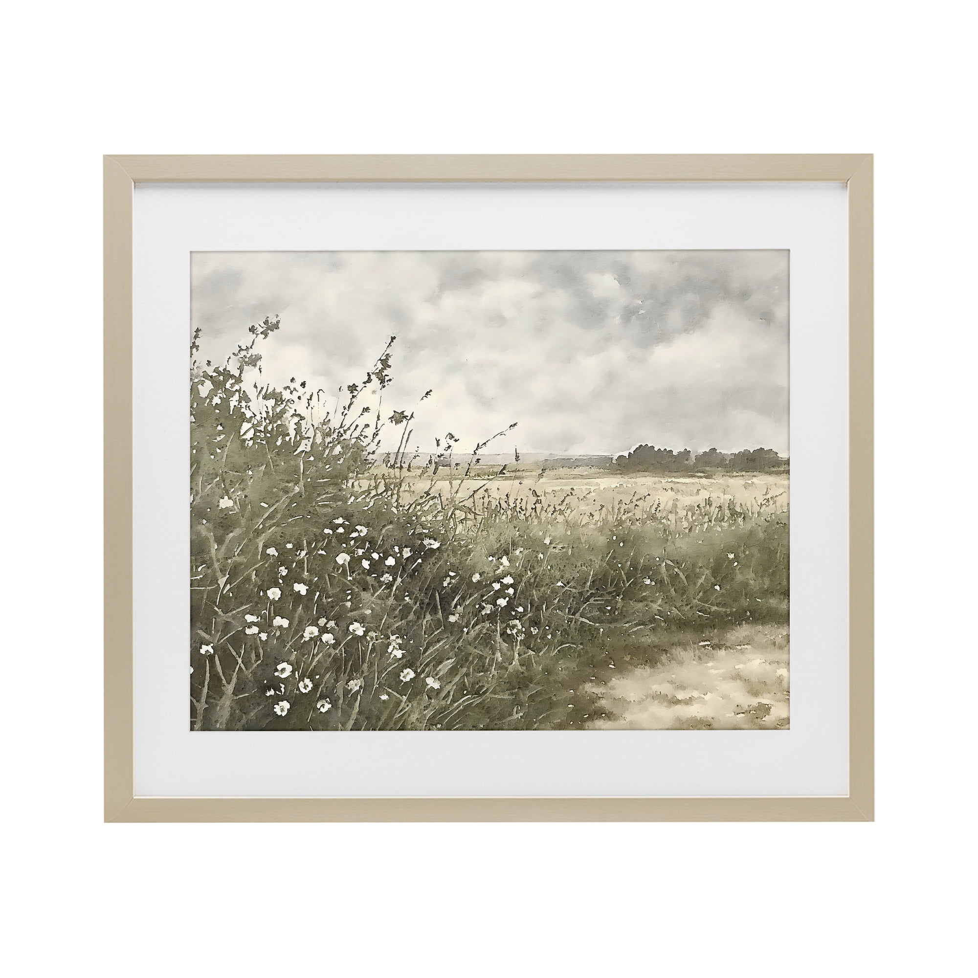 Stupell Industries Soft Meadow Landscape at Dusk Birch Framed Print Under Glass, design by Riley B