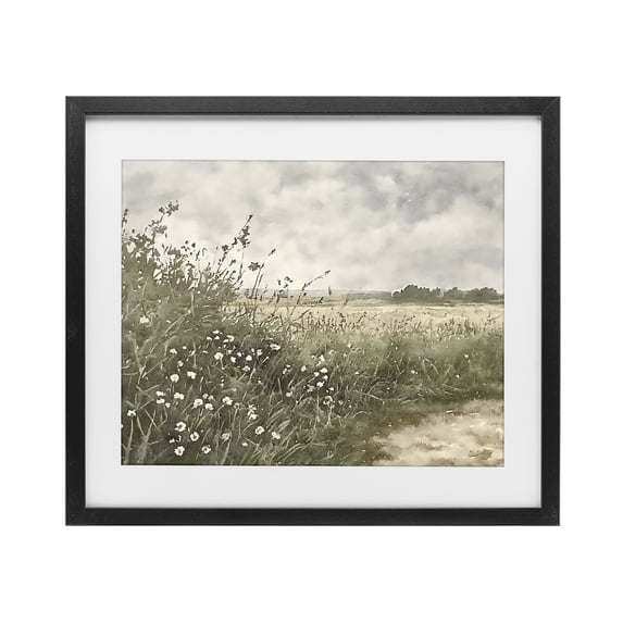 Stupell Industries Farmhouse Soft Meadow Landscape at Dusk Black Framed Print Under Glass, 16 x 13, by Riley B