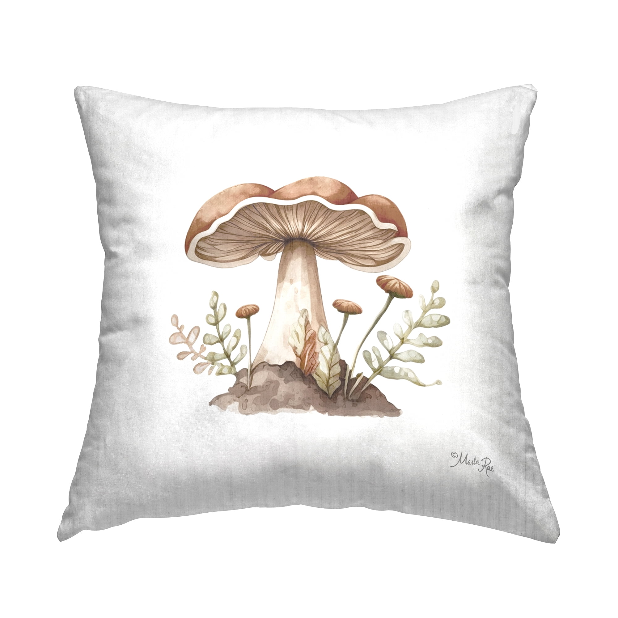 Stupell Industries Soft Minimal Mushroom Decorative Printed Throw Pillow, 18 x 18
