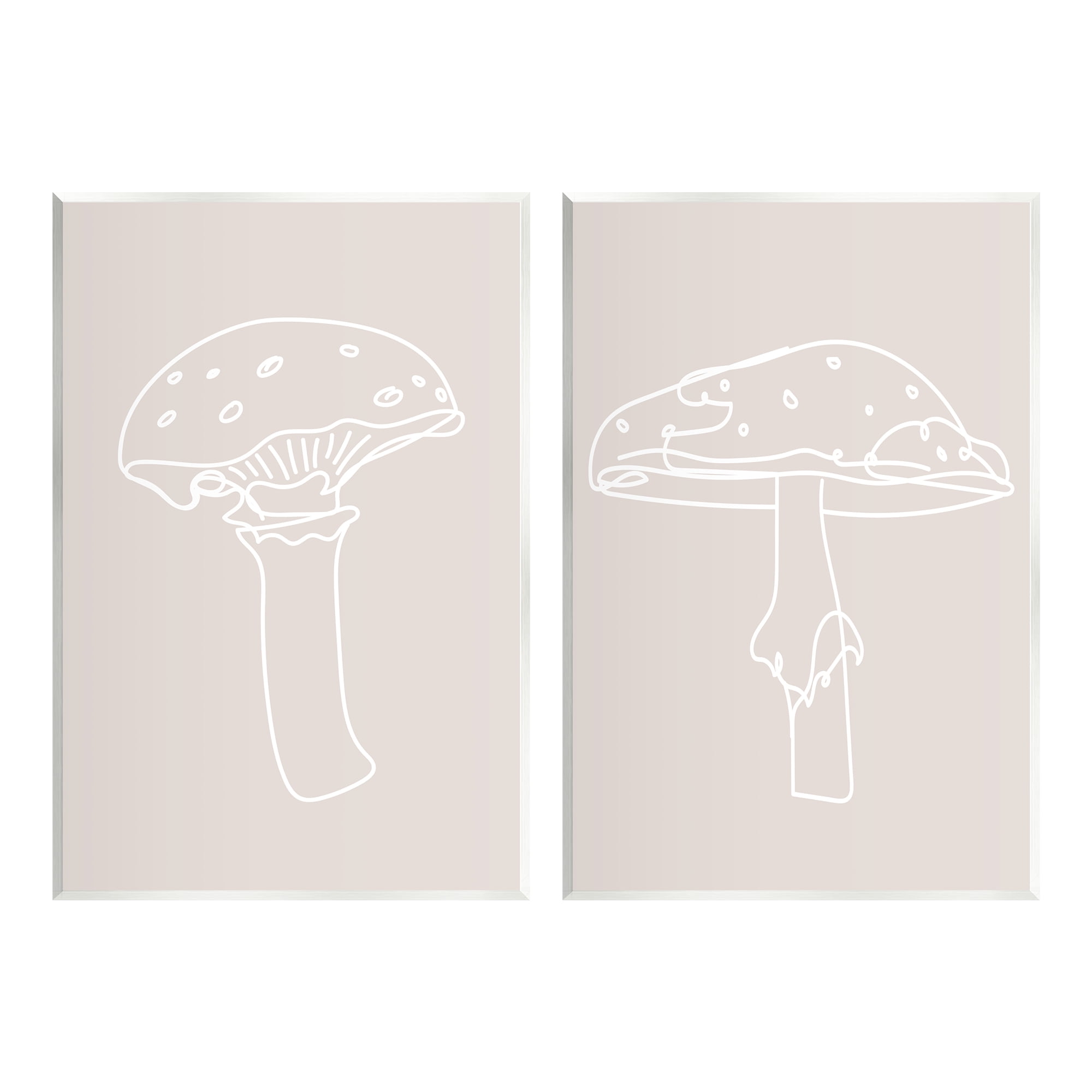 Stupell Industries Soft Minimal Mushroom Outlines Botanical & Floral Painting Unframed Art Print Wall Art, 13 x 19, Set of 2