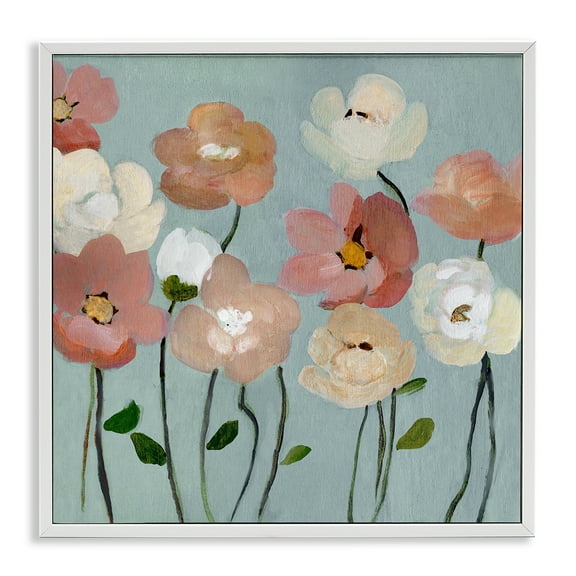 Stupell Industries Soft Mixed Blossoms Floral Painting White Framed Art Print Wall Art, 17 x 17