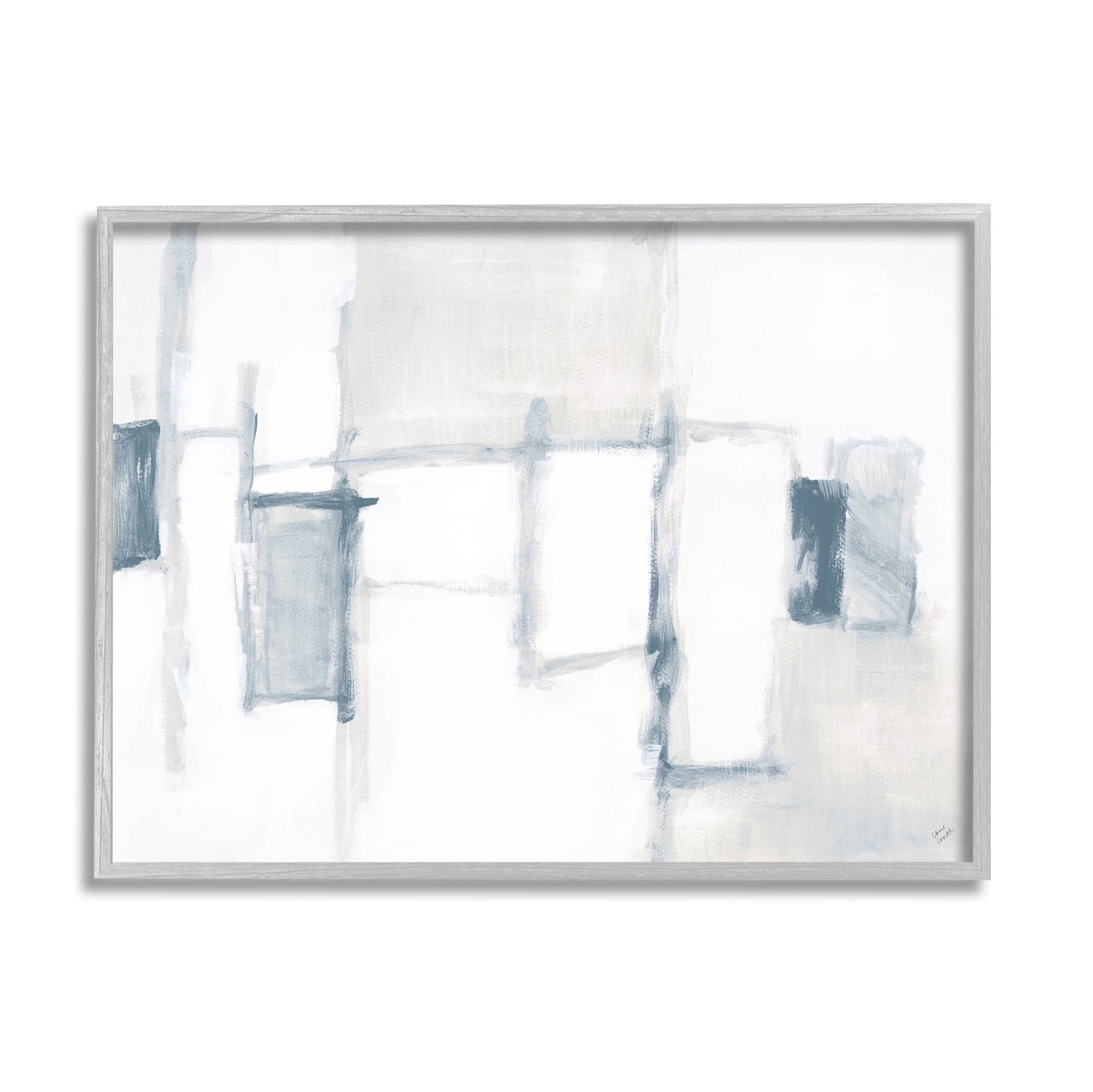 Stupell Industries Soft Modern Geometric Arrangement Painting Gray Framed Art Print Wall Art, Design by Lanie Loreth