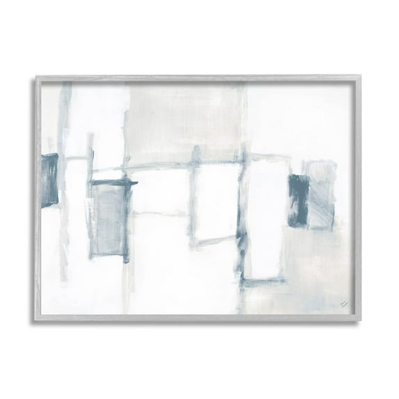 Stupell Industries Soft Modern Geometric Arrangement Painting Gray Framed Art Print Wall Art, Design by Lanie Loreth