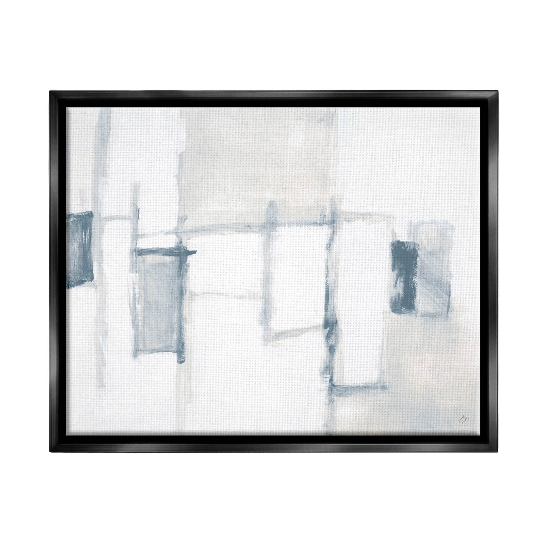 Stupell Industries Soft Modern Geometric Arrangement Painting Jet Black Floating Framed Canvas Print Wall Art, Design by Lanie Loreth