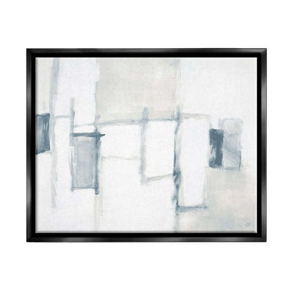 Stupell Industries Soft Modern Geometric Arrangement Painting Jet Black Floating Framed Canvas Print Wall Art, Design by Lanie Loreth