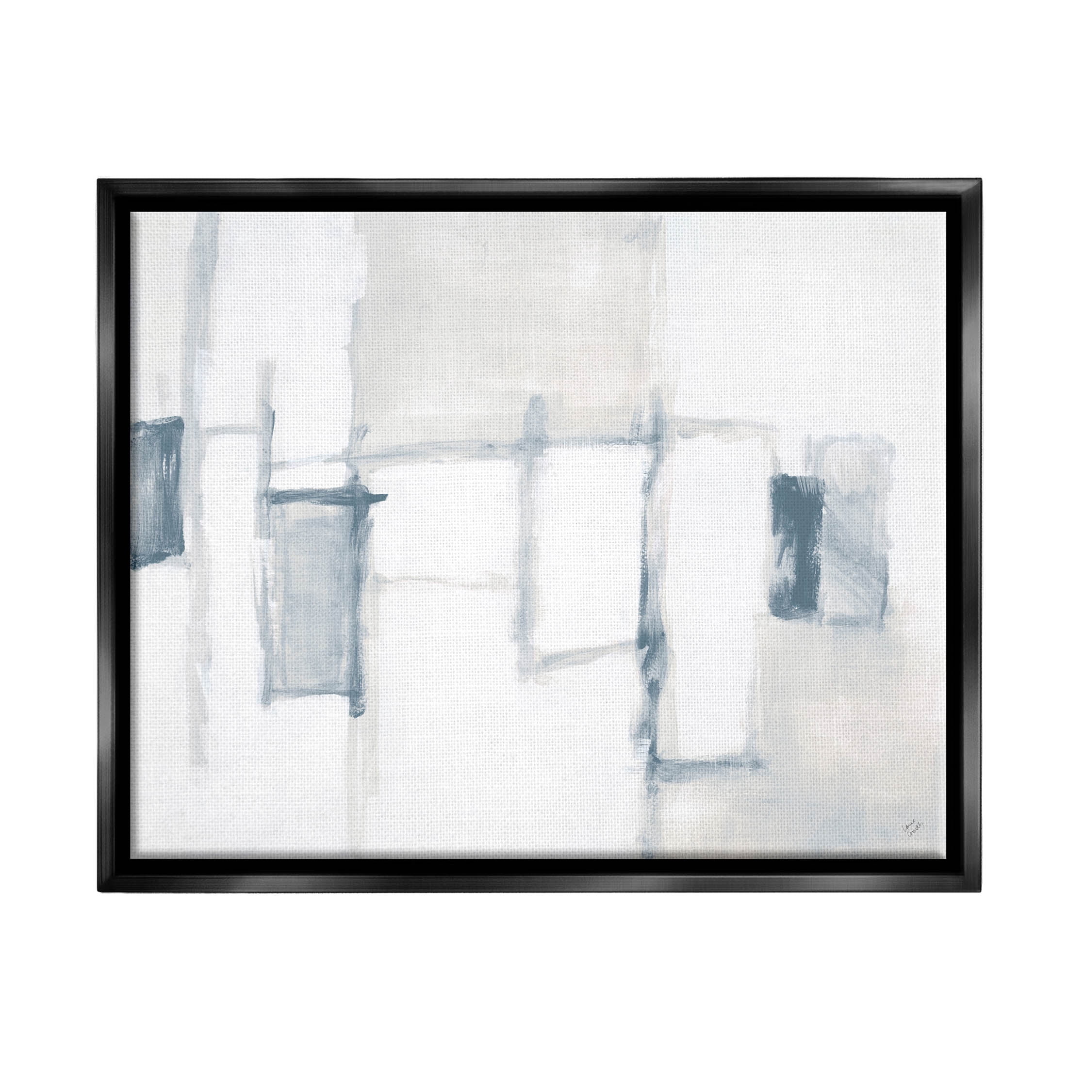 Stupell Industries Soft Modern Geometric Arrangement Painting Jet Black Floating Framed Canvas Print Wall Art, Design by Lanie Loreth