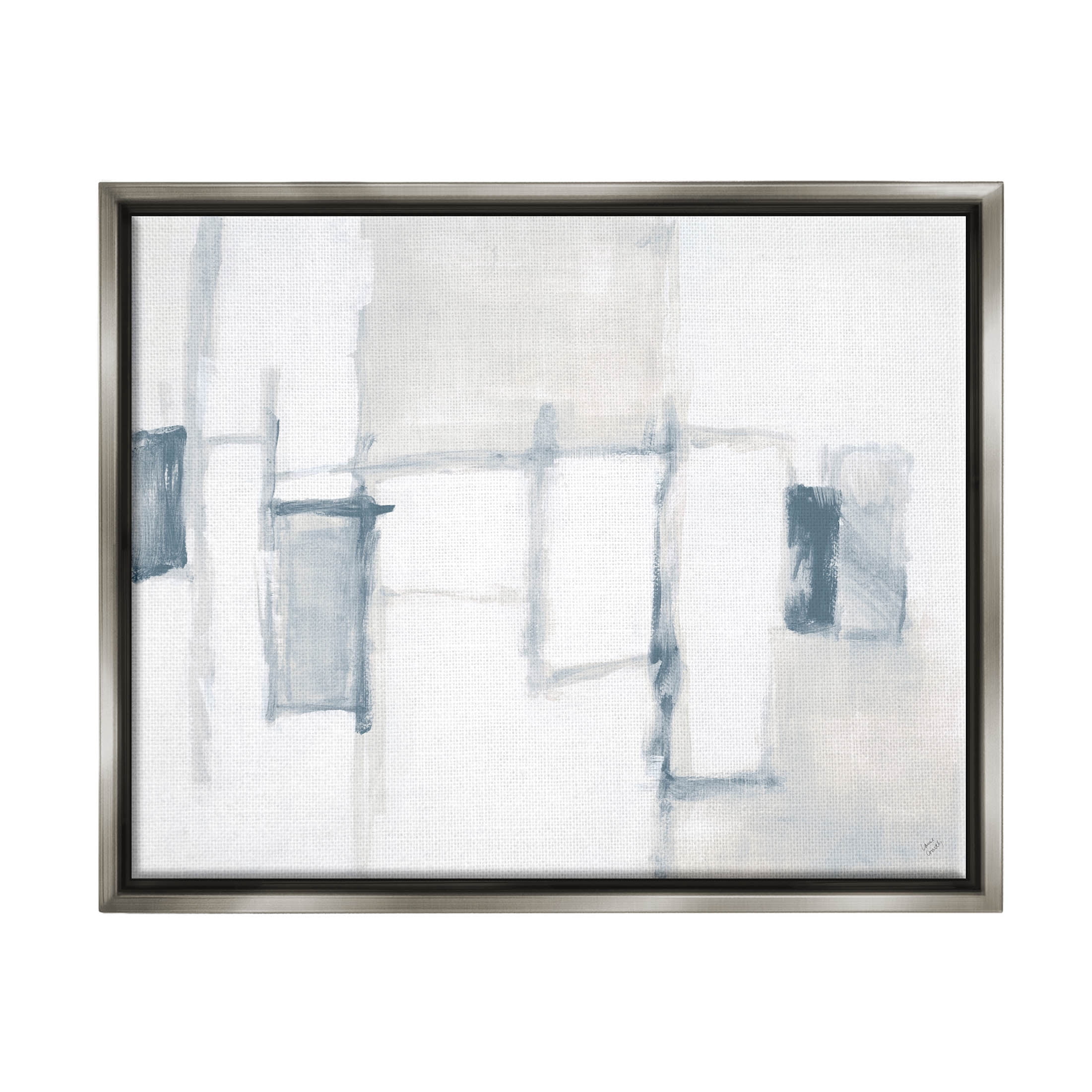 Stupell Industries Soft Modern Geometric Arrangement Painting Luster Gray Floating Framed Canvas Print Wall Art, Design by Lanie Loreth