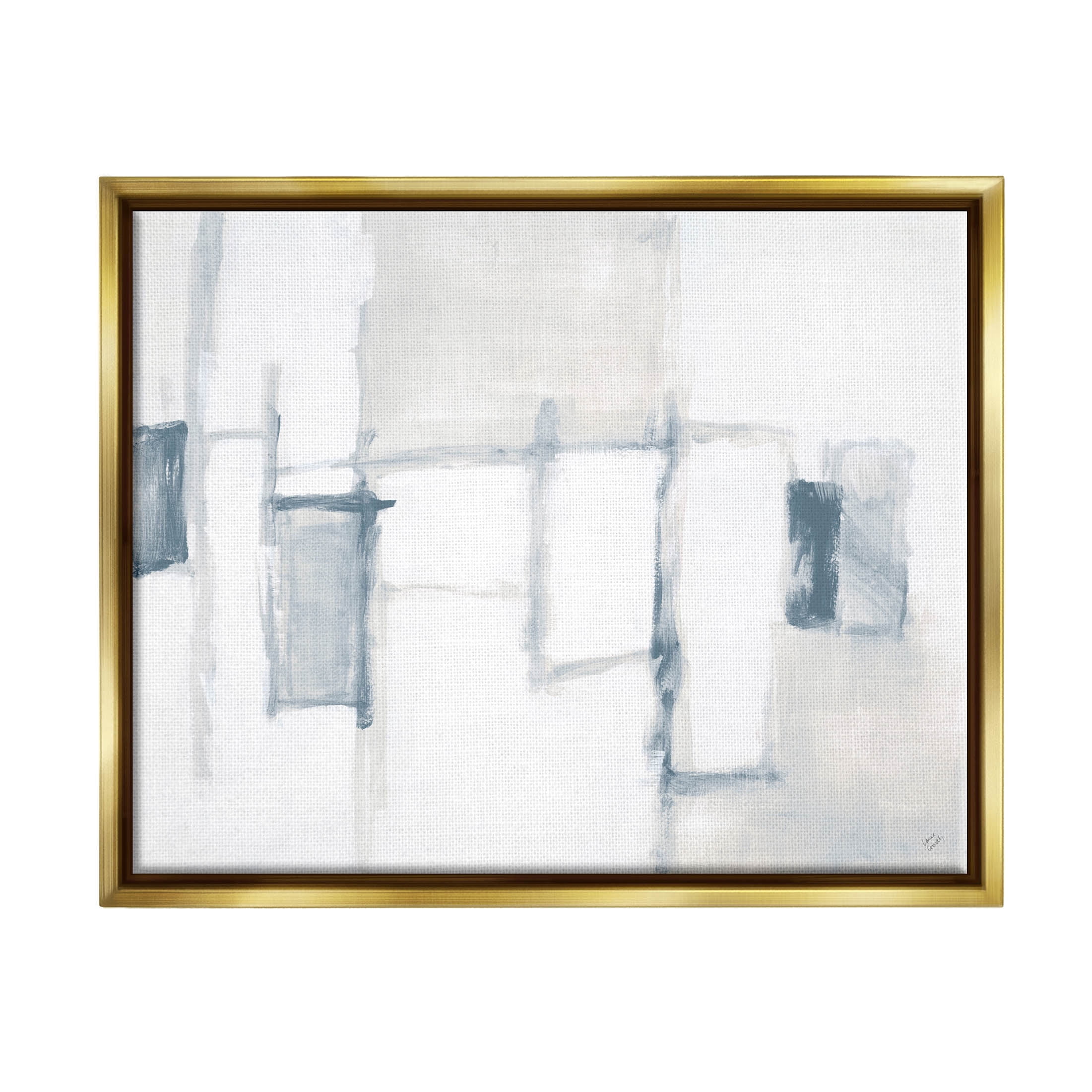 Stupell Industries Soft Modern Geometric Arrangement Painting Metallic Gold Floating Framed Canvas Print Wall Art, Design by Lanie Loreth