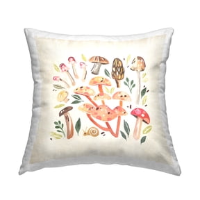 Stupell Industries Soft Mushroom Pattern Decorative Printed Throw Pillow Design by Annie Warren
