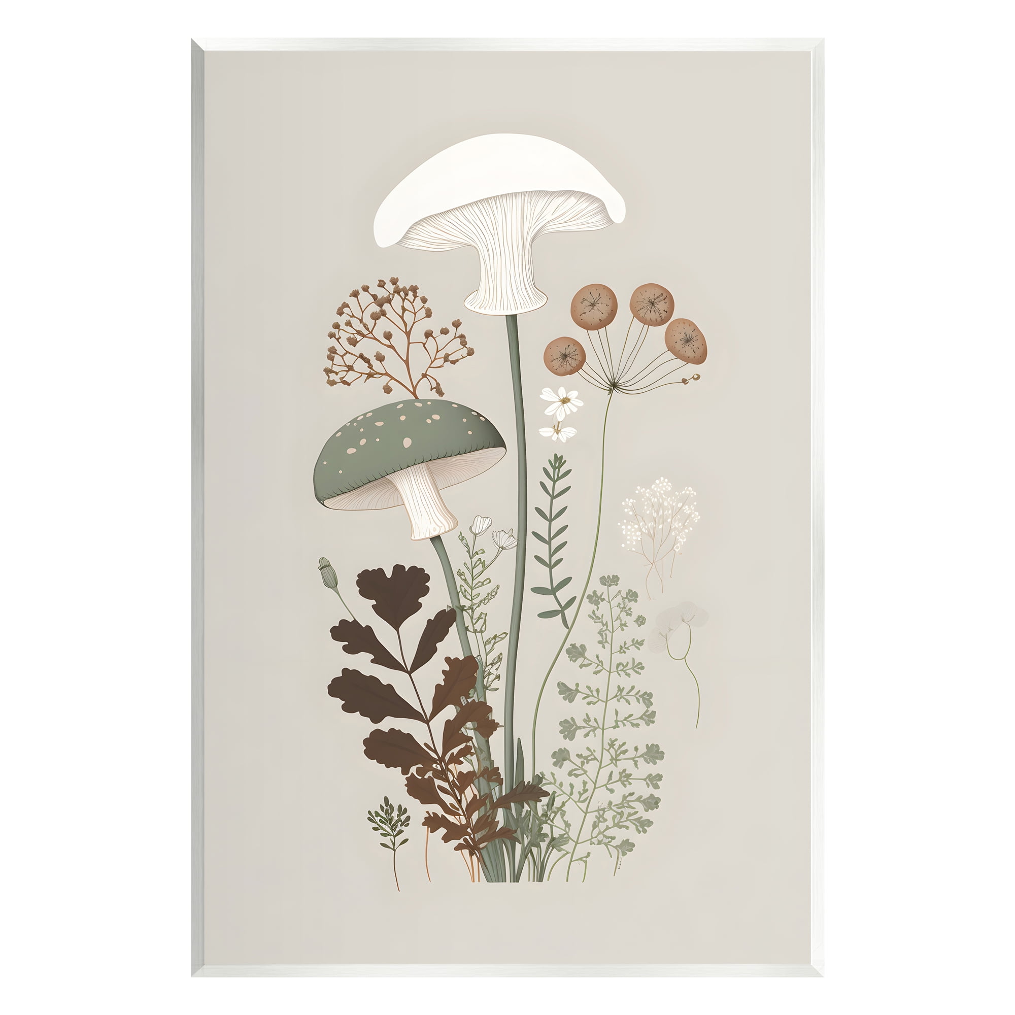 Stupell Industries Soft Mushrooms on Grey Botanical & Floral Painting Unframed Art Print Wall Art, 13 x 19