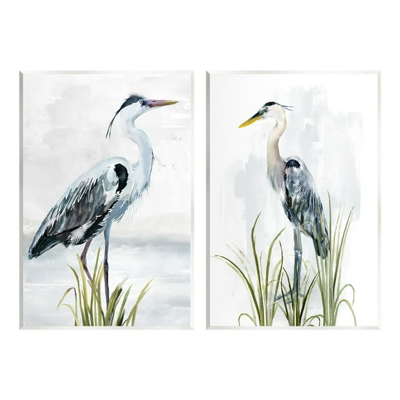 Stupell Industries Soft Nautical Egrets Animals & Insects Painting Unframed Art Print Wall Art, 10 x 15, Set of 2