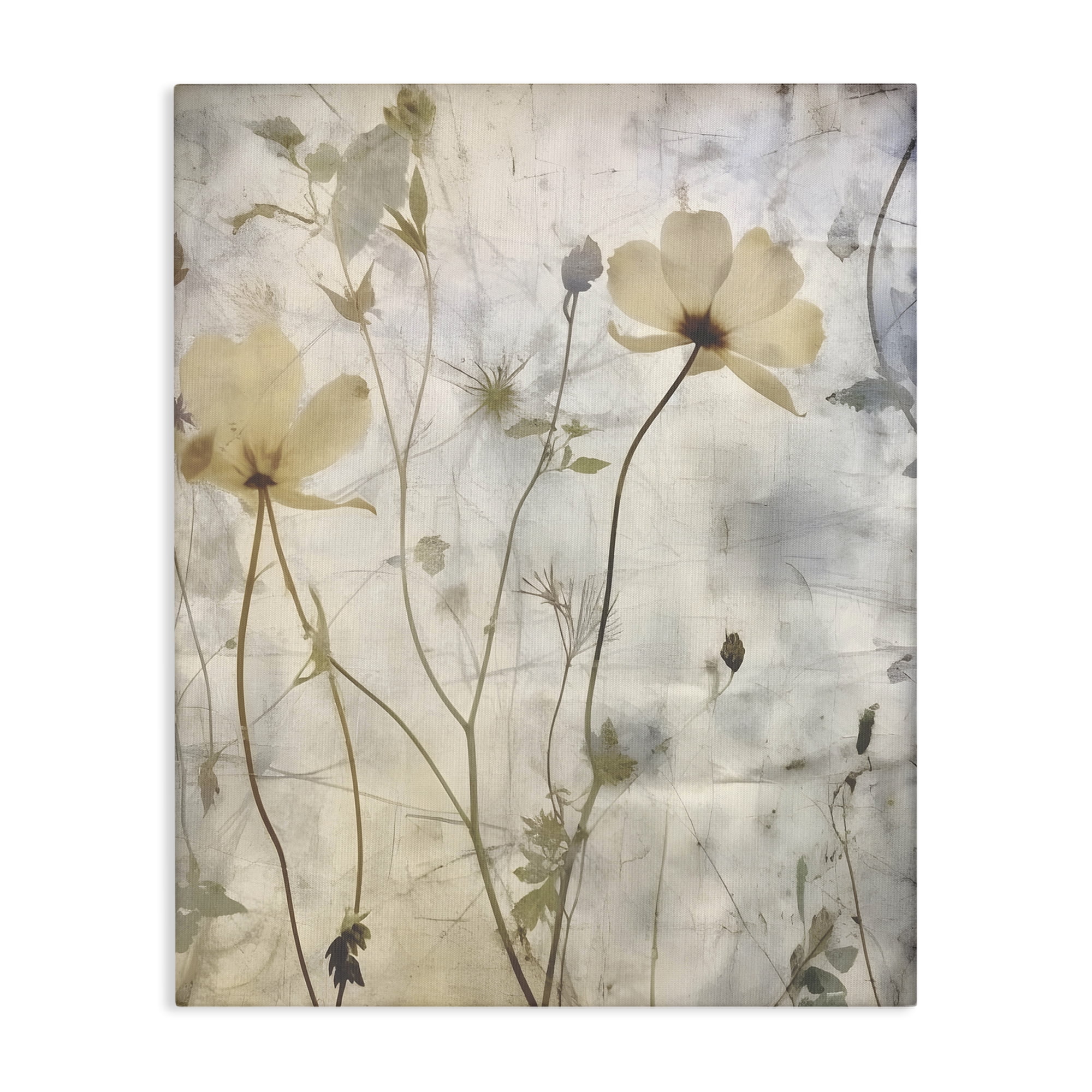 Stupell Industries Soft Neutral Botanicals Plants & Flowers Painting Wrapped Canvas Art Print Wall Art, 36 x 48