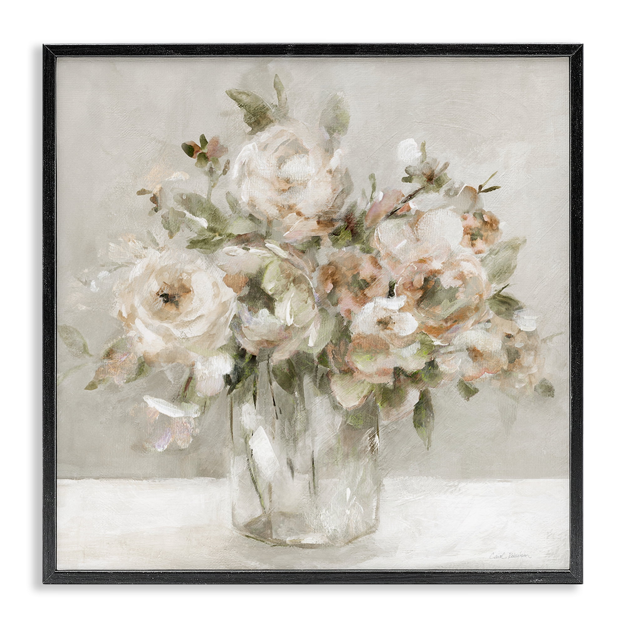 Stupell Industries Soft Neutral Floral Still Life Black Framed Giclee Art, design by Carol Robinson