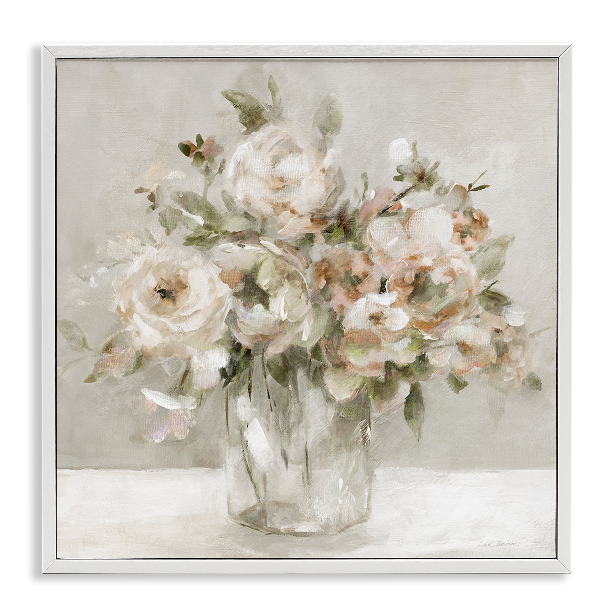 Stupell Industries Soft Neutral Floral Still Life White Framed Giclee Art, design by Carol Robinson