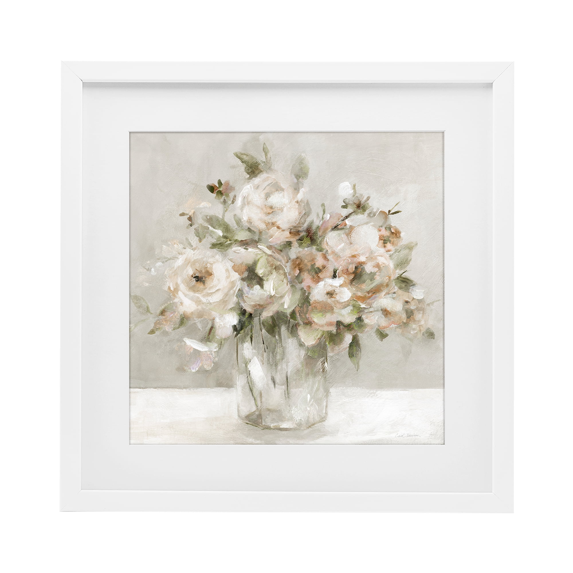 Stupell Industries Soft Neutral Floral Still Life White Framed Print Under Glass, design by Carol Robinson