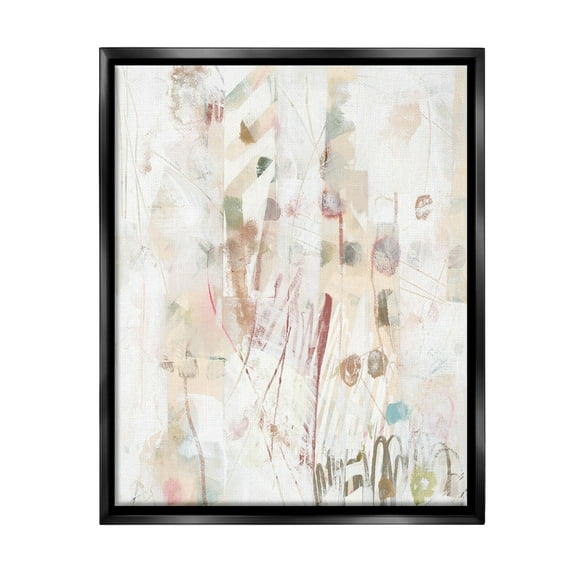 Stupell Industries Soft Neutral Pattern Abstract Painting Black Floater Framed Canvas Art Print Wall Art, 17 x 21