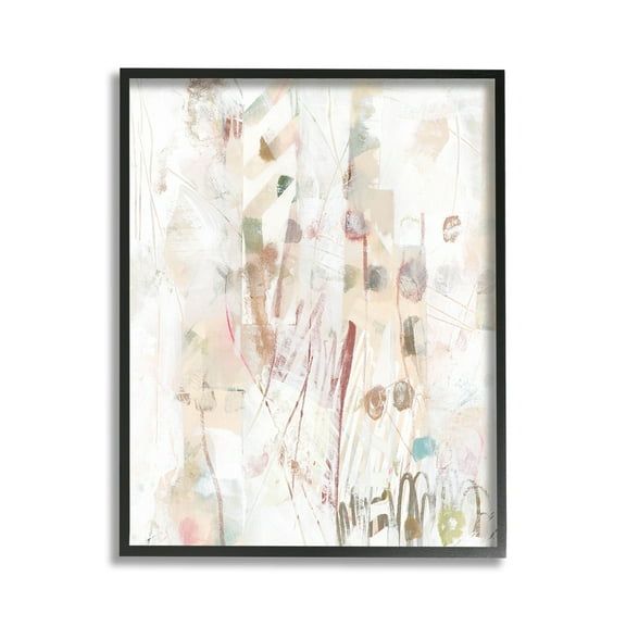 Stupell Industries Soft Neutral Pattern Abstract Painting Black Framed Art Print Wall Art, 11 x 14