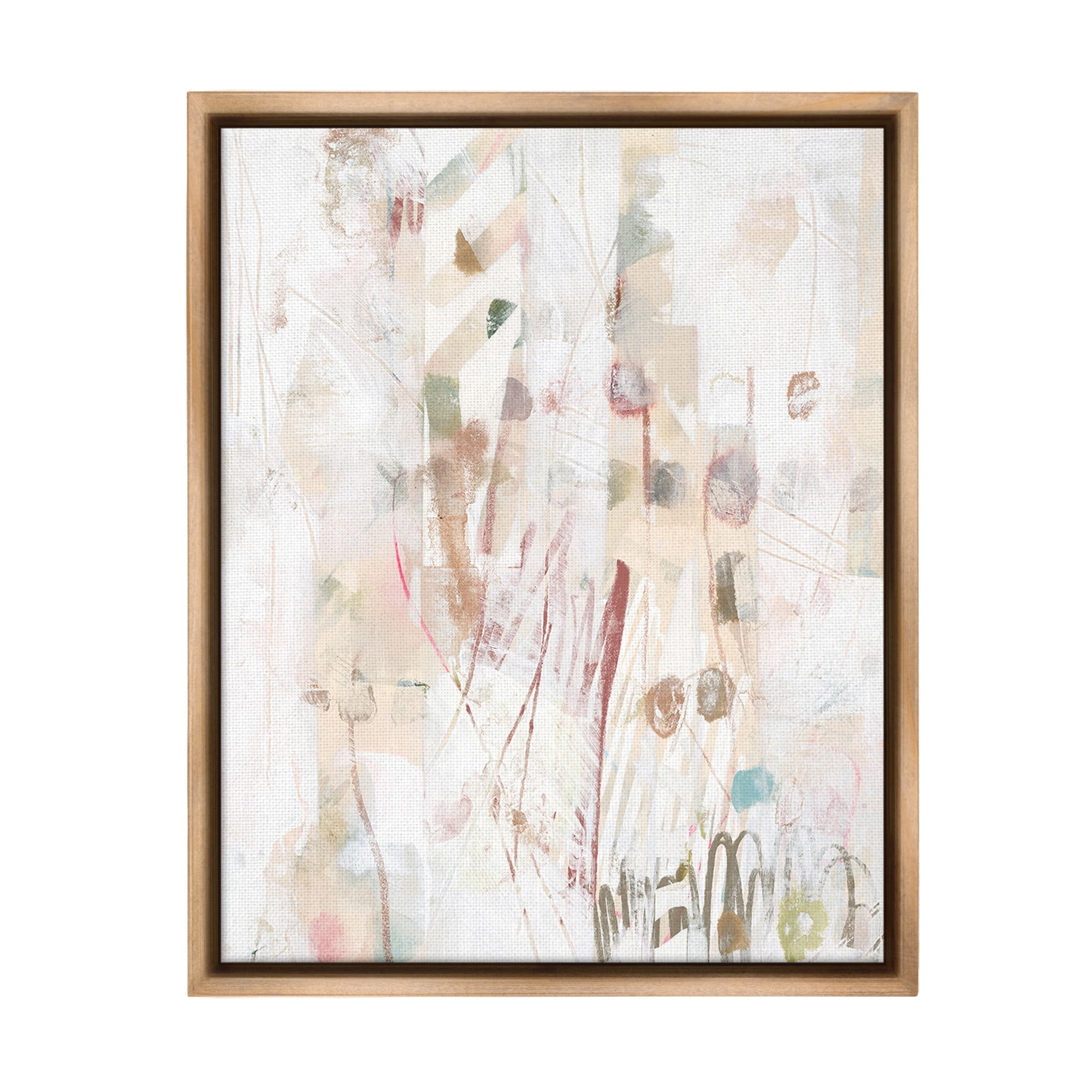 Stupell Industries Soft Neutral Pattern Abstract Painting Brown Floater Framed Canvas Art Print Wall Art, 25 x 31
