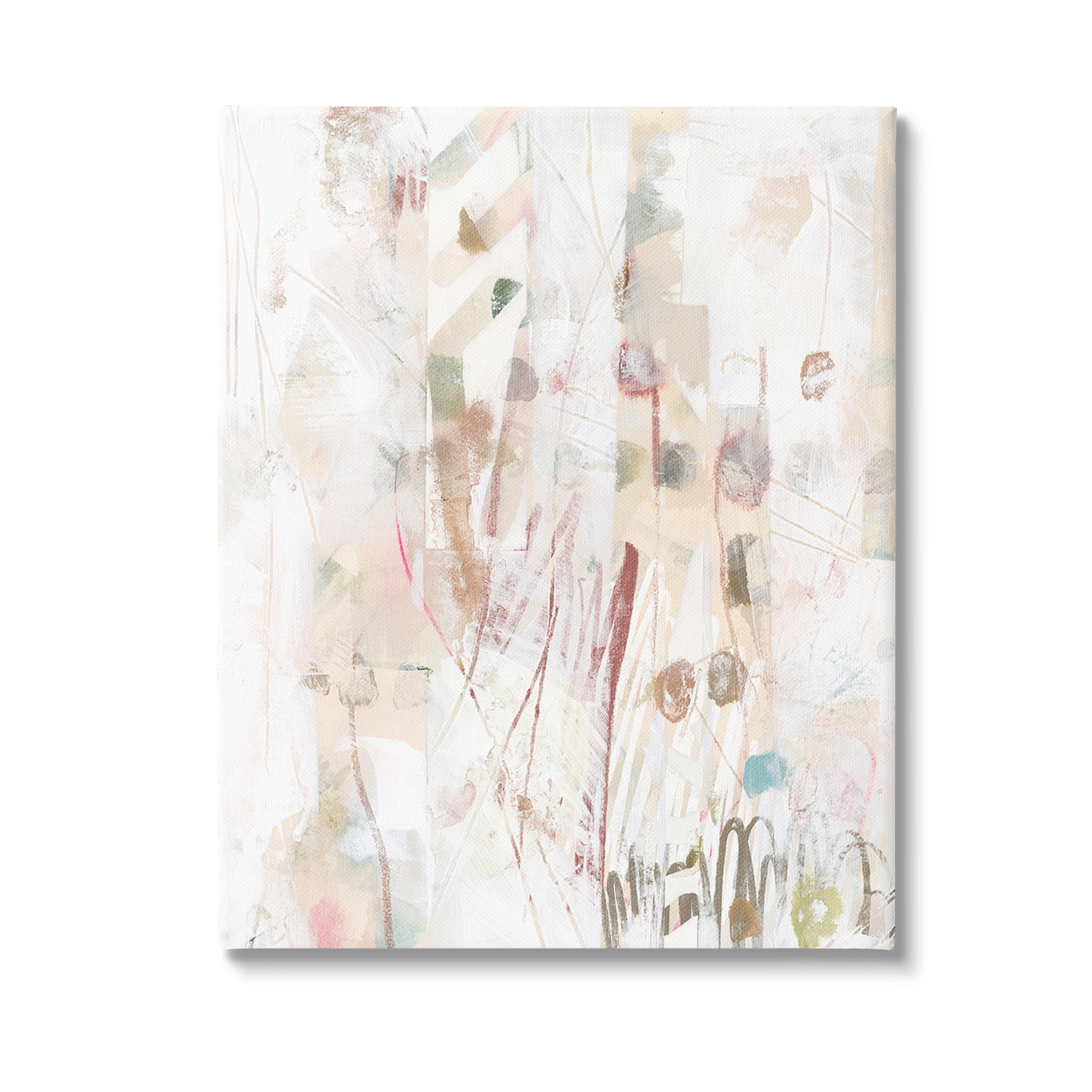 Stupell Industries Soft Neutral Pattern Abstract Painting Gallery Wrapped Canvas Art Print Wall Art, 16 x 20
