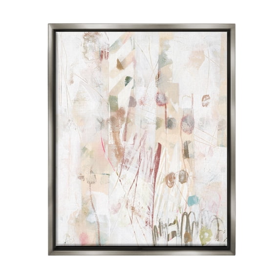 Stupell Industries Soft Neutral Pattern Abstract Painting Gray Floater Framed Canvas Art Print Wall Art, 25 x 31