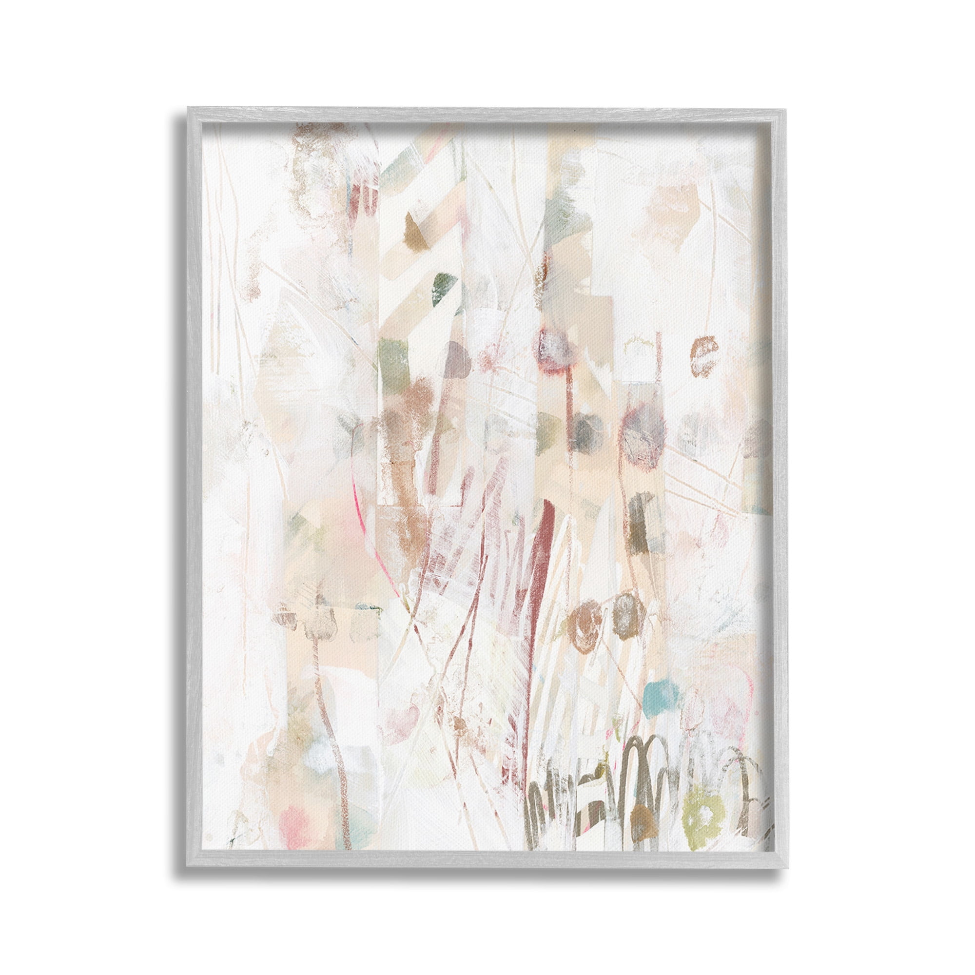 Stupell Industries Soft Neutral Pattern Abstract Painting Gray Framed Art Print Wall Art, 16 x 20