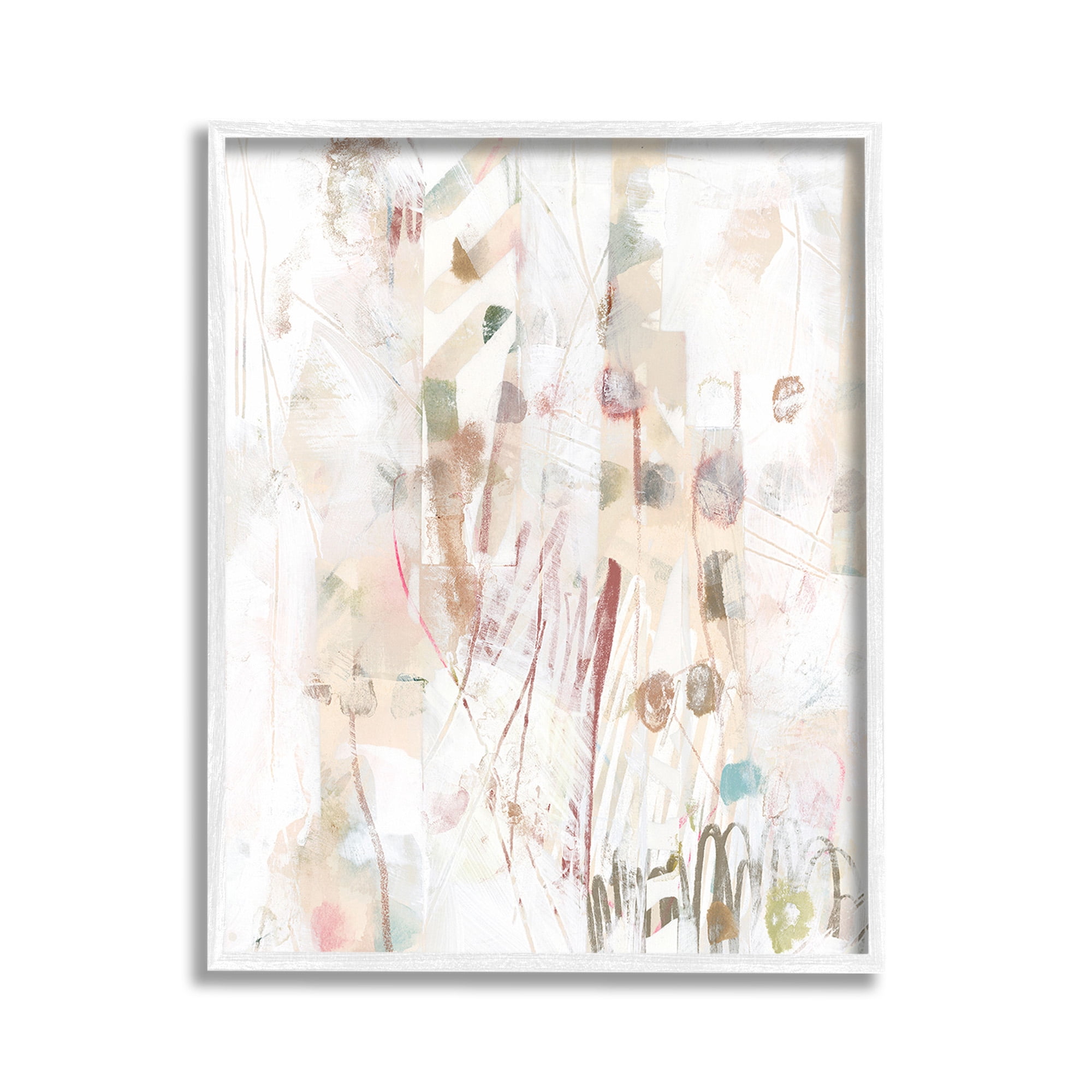 Stupell Industries Soft Neutral Pattern Abstract Painting White Framed Art Print Wall Art, 11 x 14