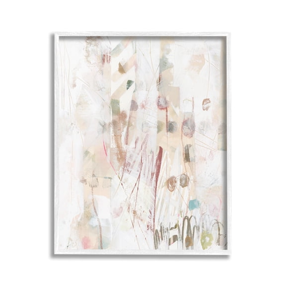 Stupell Industries Soft Neutral Pattern Abstract Painting White Framed Art Print Wall Art, 16 x 20