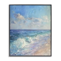 Stupell Industries Soft Ocean Beach Nautical & Beach Painting Black Framed Art Print Wall Art, 11 x 14