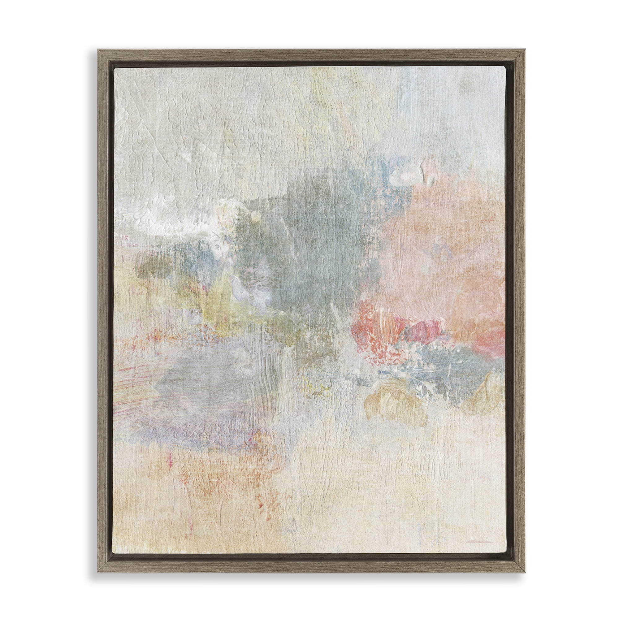 Stupell Industries Soft Ombre Abstraction Abstract Painting Brown Floater Framed Canvas Art Print Wall Art, 25 x 31